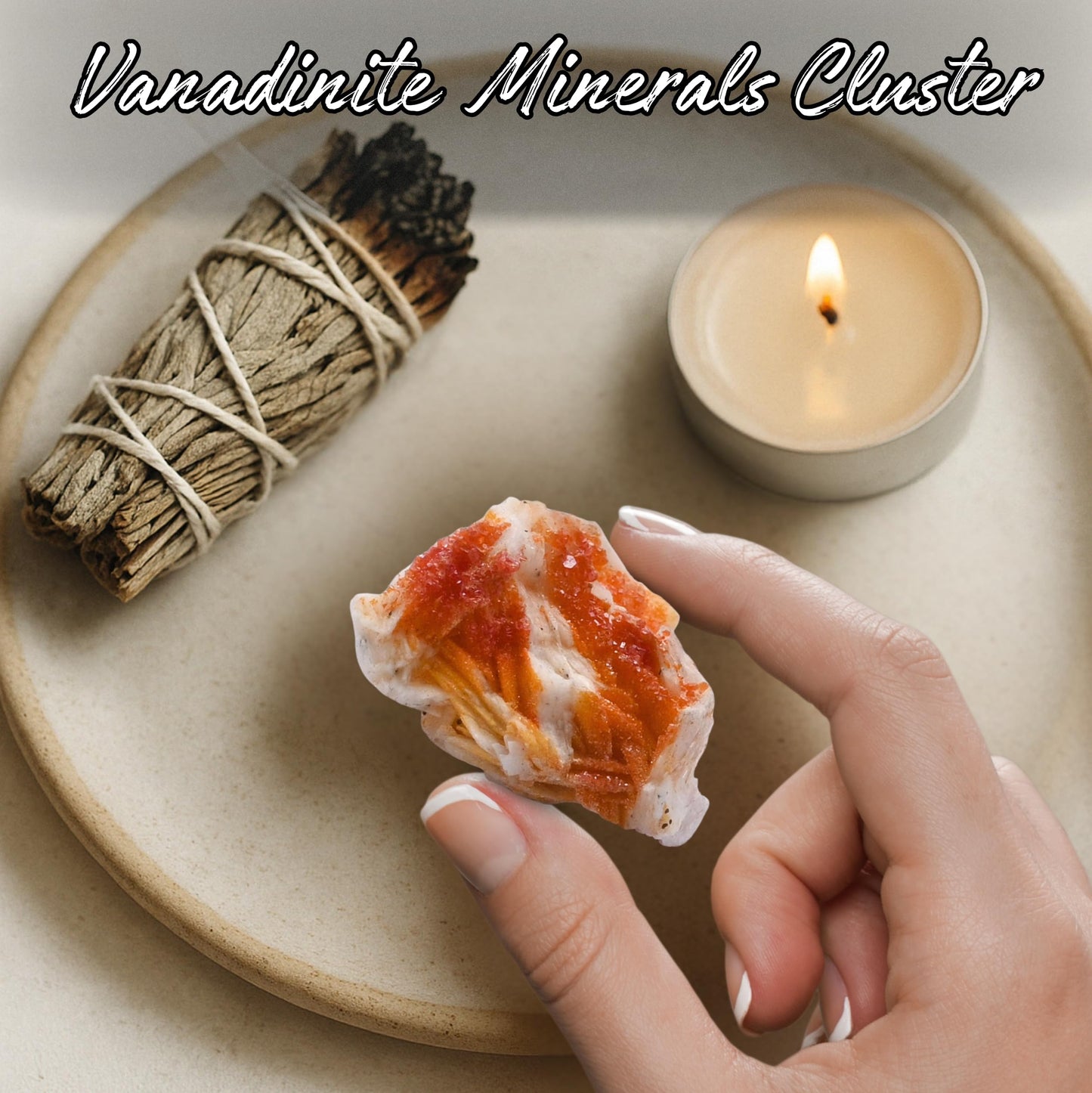 Amazing Gemstone Vanadinite Crystals and Healing Stones Mineral Specimen - Semi Precious Gem Stones - Healing Crystals Geode Clusters for Meditation, Chakra Balance, and Energy (S)