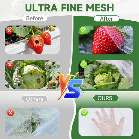 Garden Netting for Raised Beds 2 Pack, Raised Garden Bed Plant Netting Cover Mesh for Garden Protection, Rectangular Bird Netting Pest Barrier Screen Insect Net for Vegetables Fruits, 4x2x1ft, White