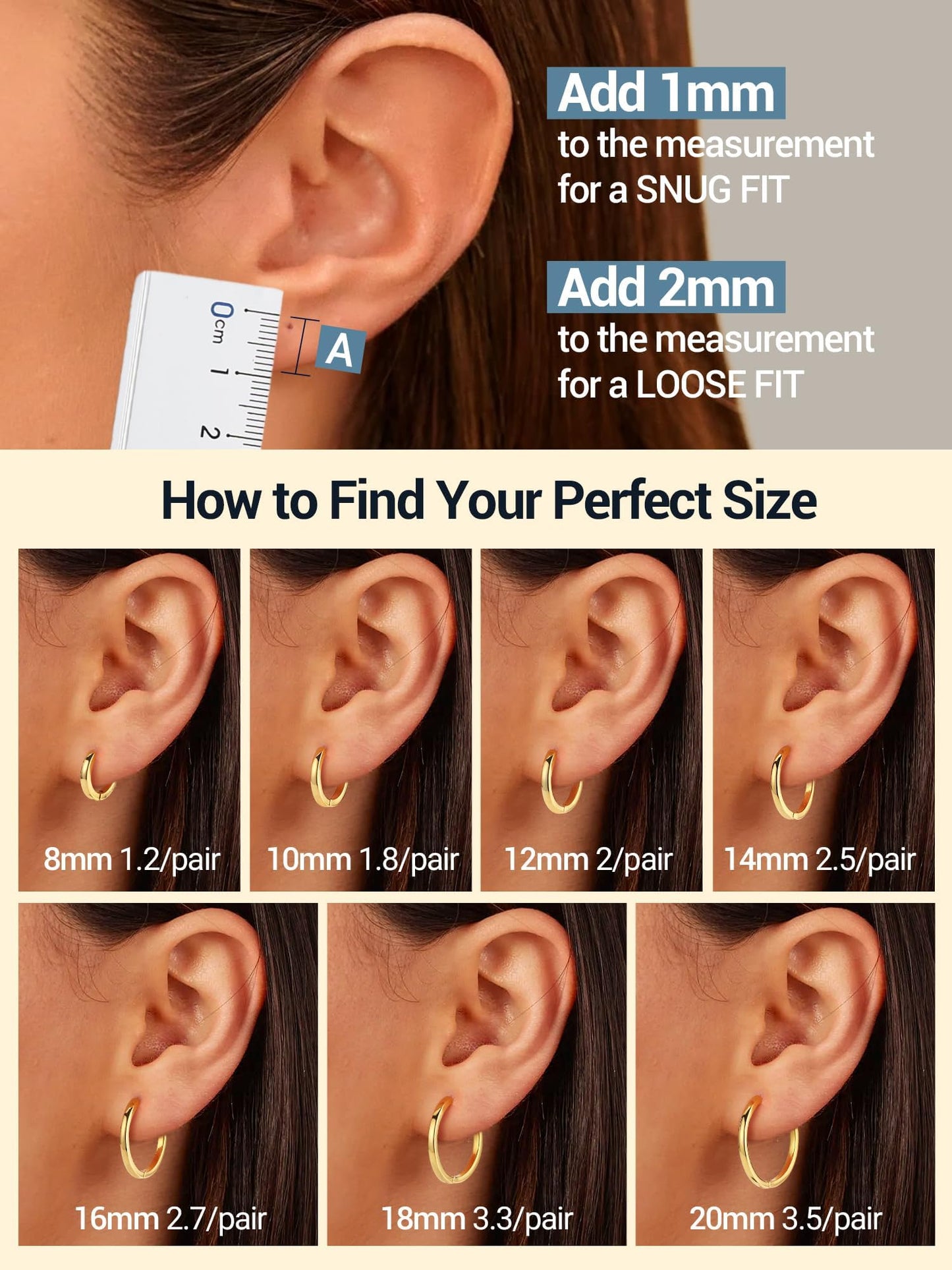 Gold Hoop Earrings For Women Hoops Earring Hypoallergenic 8mm Tiny Huggie Jewelry Non Tarnish Cartilage Piercing Waterproof Ear Earings