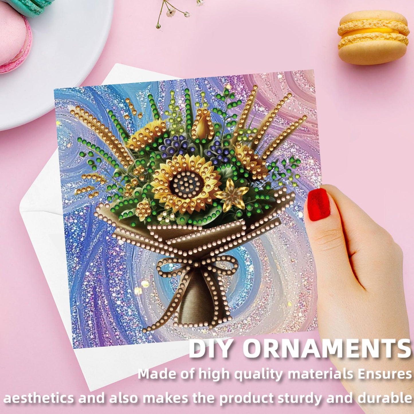 Diamond Art Painting Greeting Cards, 12 Packs Sunflower Basket DIY Crystals Gem Art Kit with Envelopes, Diamond Dots Card Making Set for Birthday, Wedding, Party, Heartfelt Occasions & Beginner Gift