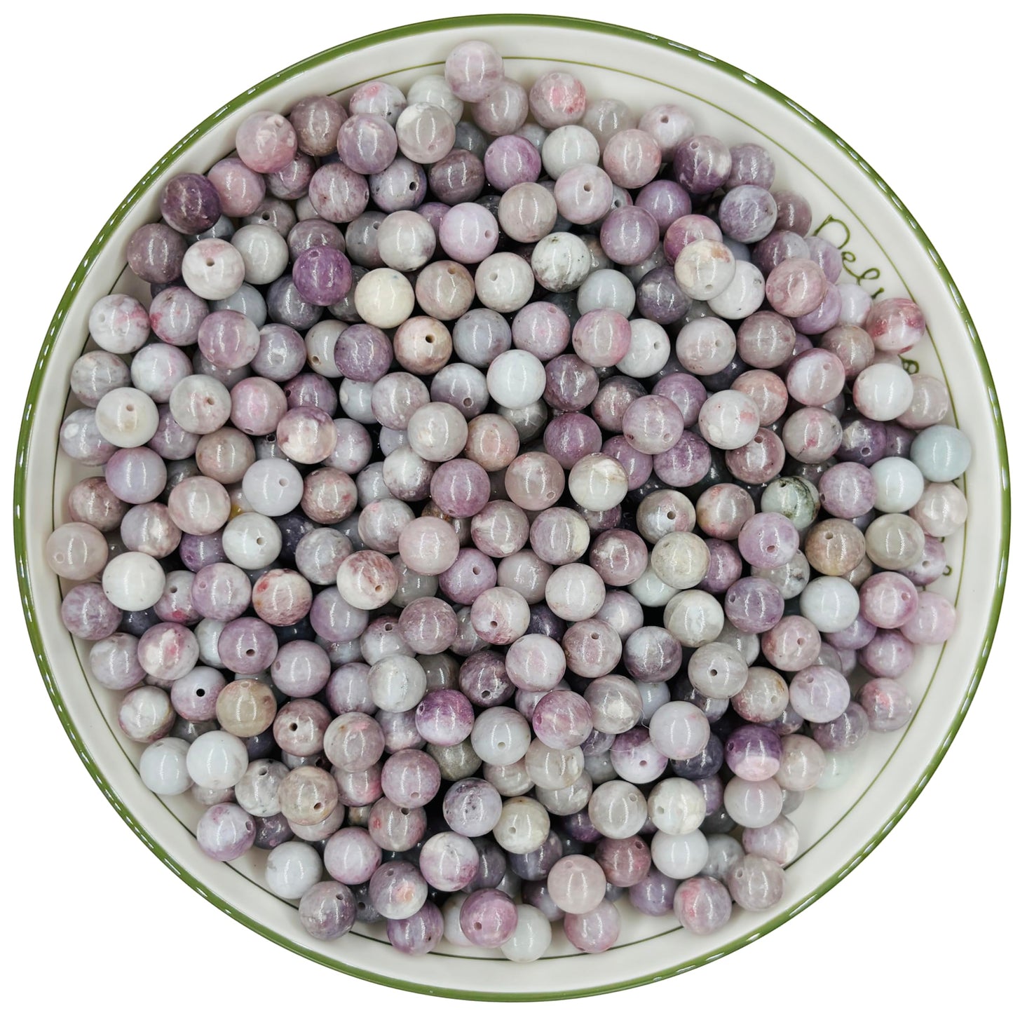 WHNKFB 10mm 50PCS Natural Watermelon Tourmaline Round Beads, Pink-Green Loose Gemstone Beads for Jewelry Making Craft - 6mm 8mm 10mm Options with Free Elastic Cord