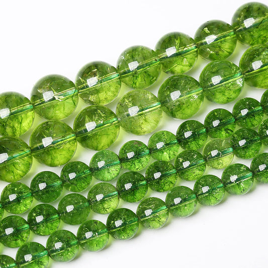 36pcs 10MM Natural Green Peridot Crystal Beads for Jewelry Making Round Loose Spacer Crystal Energy Healing Power Stone Beads DIY Bracelet Necklace Accessories(Green Peridot Crystal, 10mm)