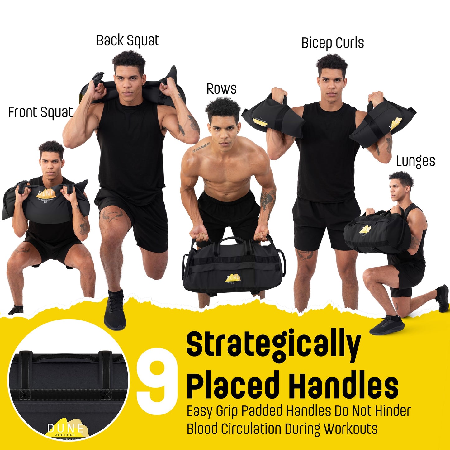 Sandbags for Working Out (Unfilled) - Enhance Your Fitness with Our Workout Sandbag, Versatile & Durable Sand Bags for Weight Training | 15-75 lbs Sand Bag for Exercise – Dark Gray - Guide Included