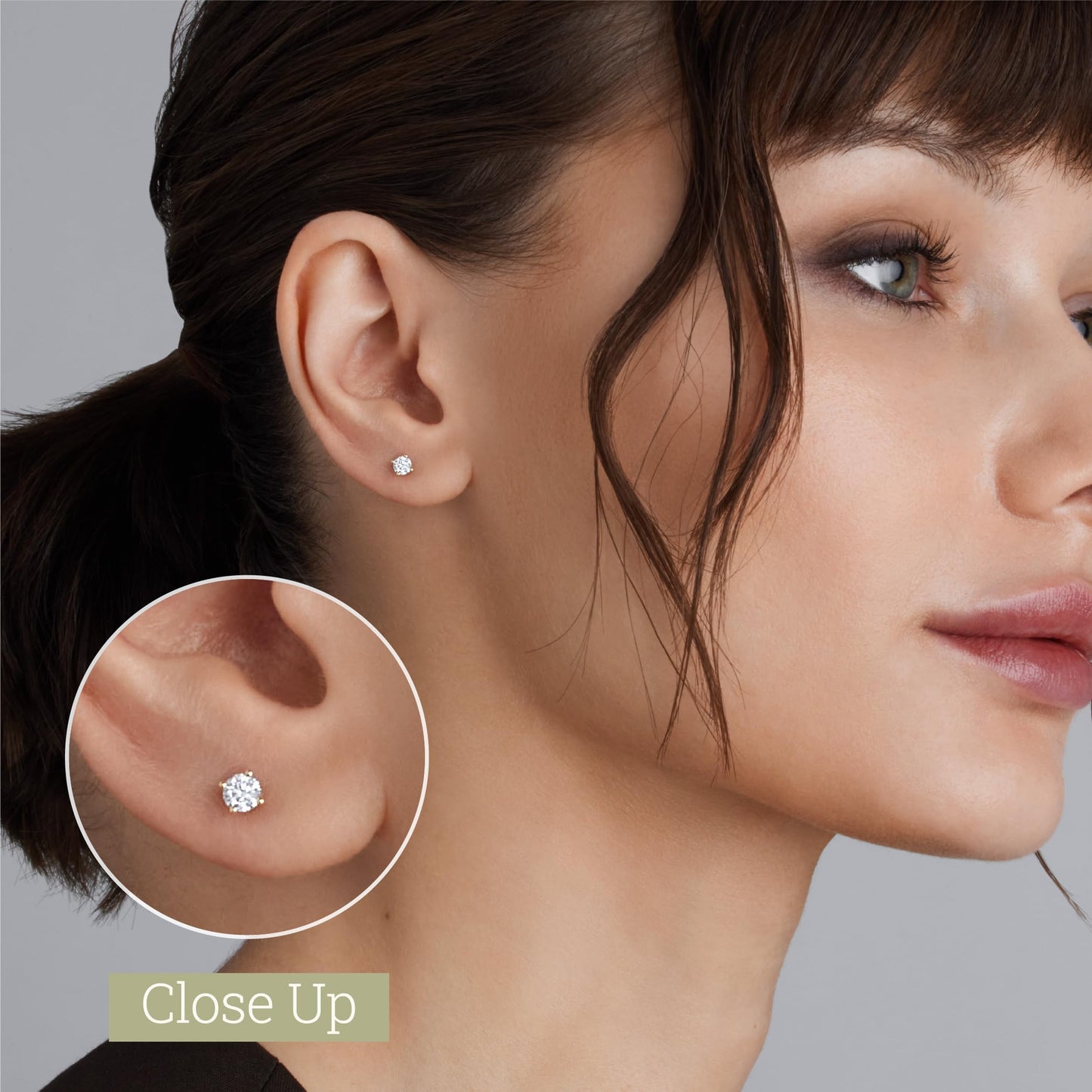 Gilded 1/5 Carat Total Weight Lab-Grown Diamond 14KT Gold Plated Silver Stud Earrings for Women| Hypoallergenic Fine Jewelry | 4-Prong Basket, Push Back Nut | SI1 Clarity, F Color, Round Cut