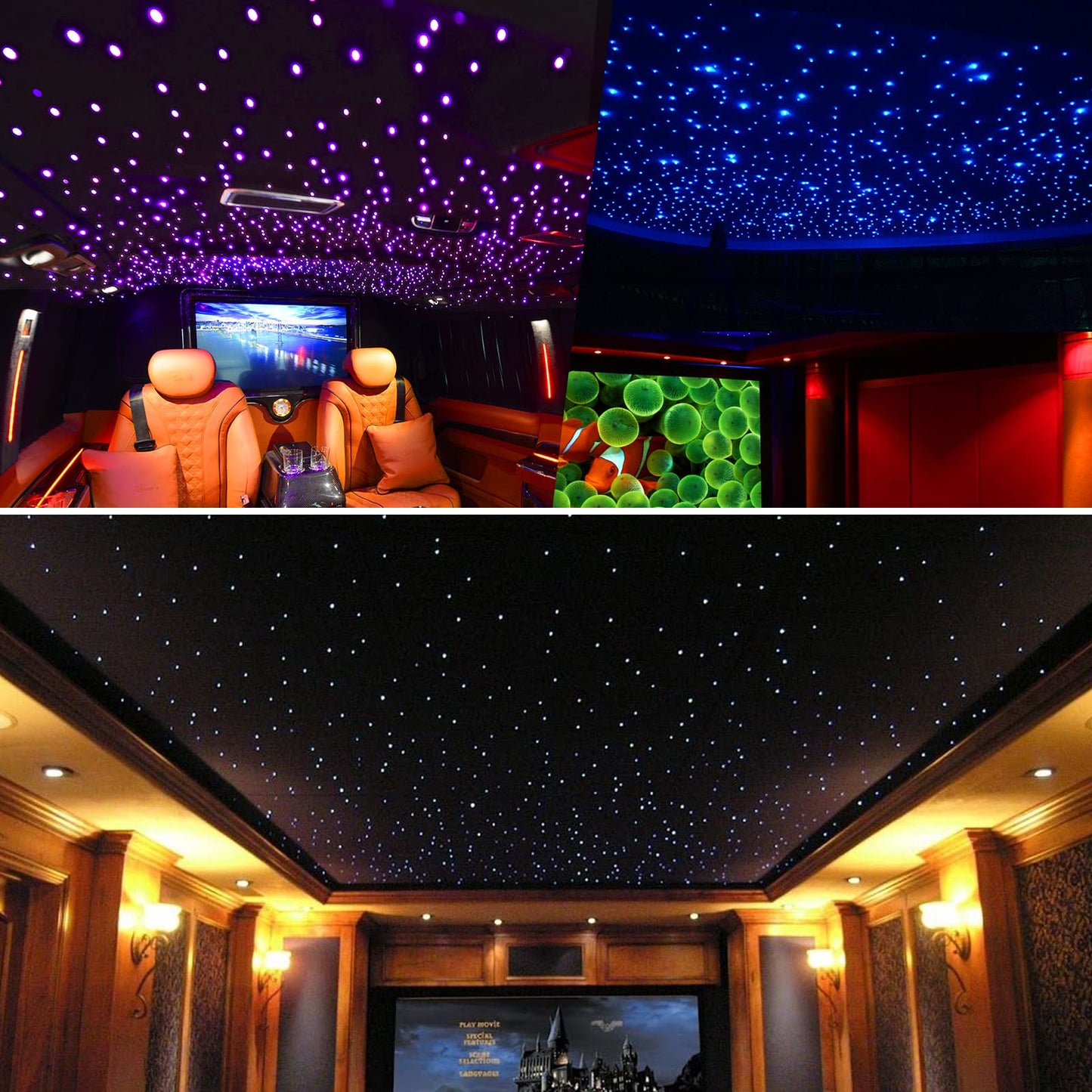 CHINLY Starlight Headliner Kit Twinkle 800pcs 13.1ft 0.03in 20w Fiber Optic Lights kit, Music Mode Bluetooth APP Control Remote, RGBW Star roof Lights for Star Headliner/Home Theater/Pool Ceiling