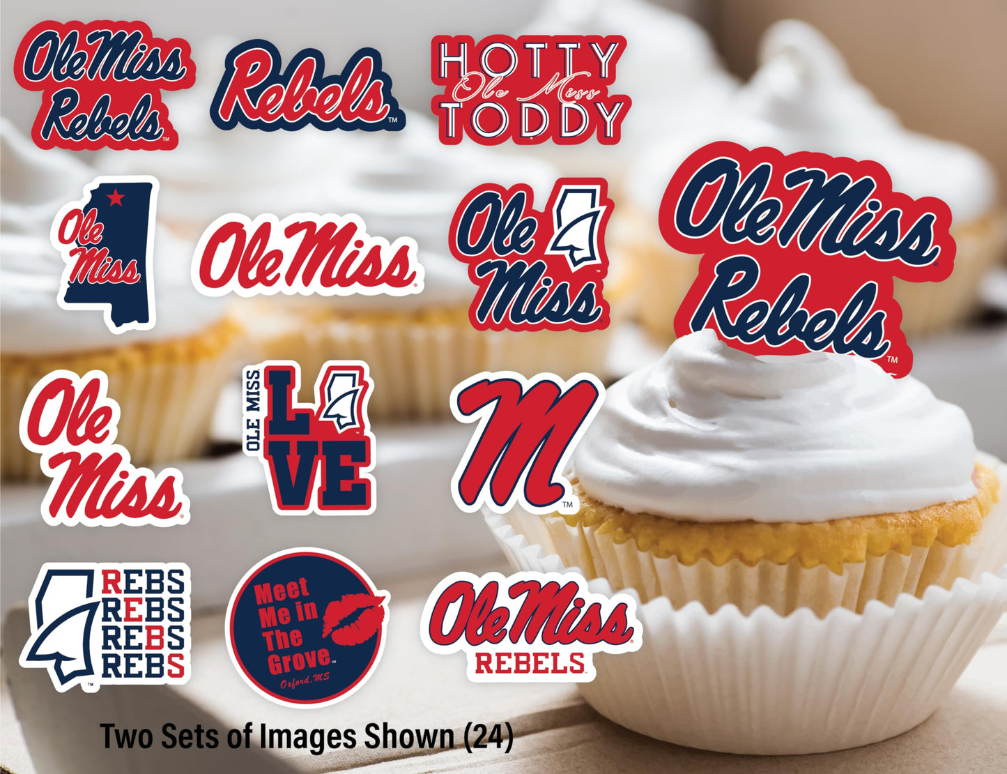 Ole Miss Party Supplies for Football, Birthday Gift, Graduation Party Banner and Cake Toppers (42 Pieces) (Ole Miss Rebels)