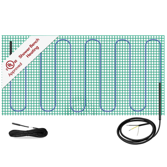 WarmlyYours Shower Bench Heating Mat 16 x 32 in., Electric Radiant Heating, Thin, Silent, and Invisible under Tile and Stone. Designed and Approved for Wet Locations (TempZone)