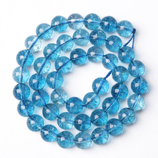 36PCS 10MM Beads Blue Crystal Quartz Gem Energy Crystal Healing Jewelry Making Natural Stone Beads DIY (Blue Crystal, 10MM)