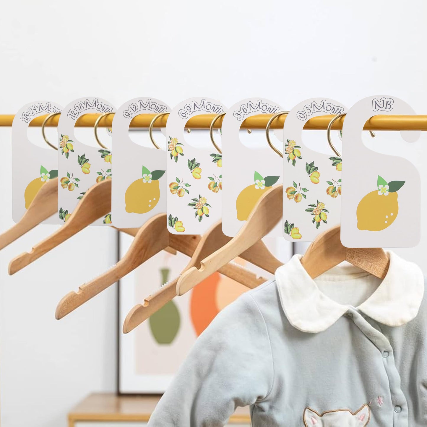 Lemonade Theme Baby Closet Dividers - Lemon Baby Clothes Nursery Size Organizer,Nursery Closet Dividers Newborn-24 Months (Lemon)