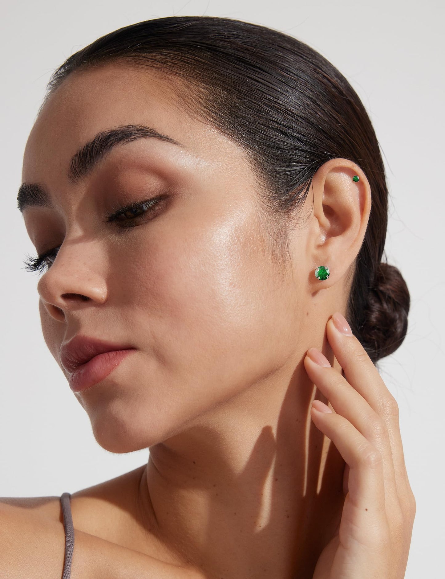 6 Pairs Stud Earrings Set Hypoallergenic Cubic Zirconia 316L Earrings Stainless Steel Earrings for Women (Green)