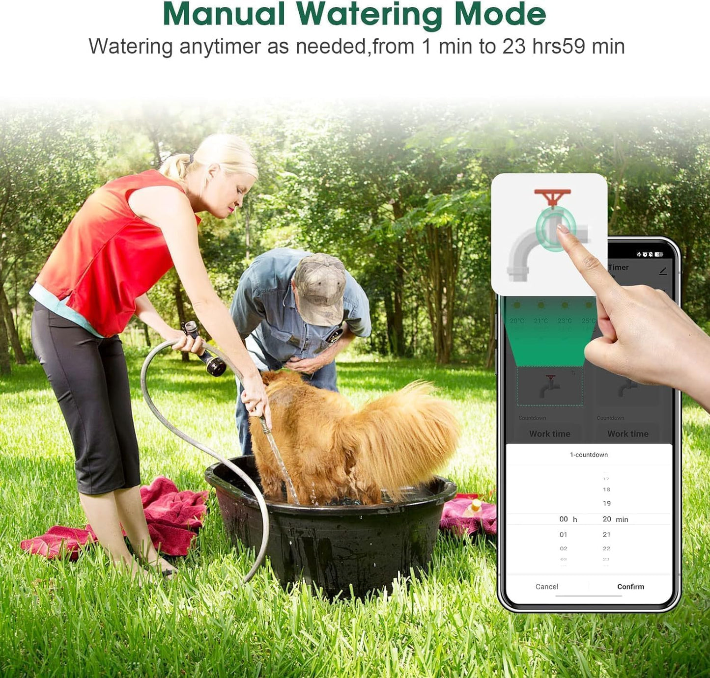 Smart Water Hose Timer Sprinkler Timer with 2 Outlet, Automatic Irrigation System Controller for Lawns and Yard, Compatible with Alexa