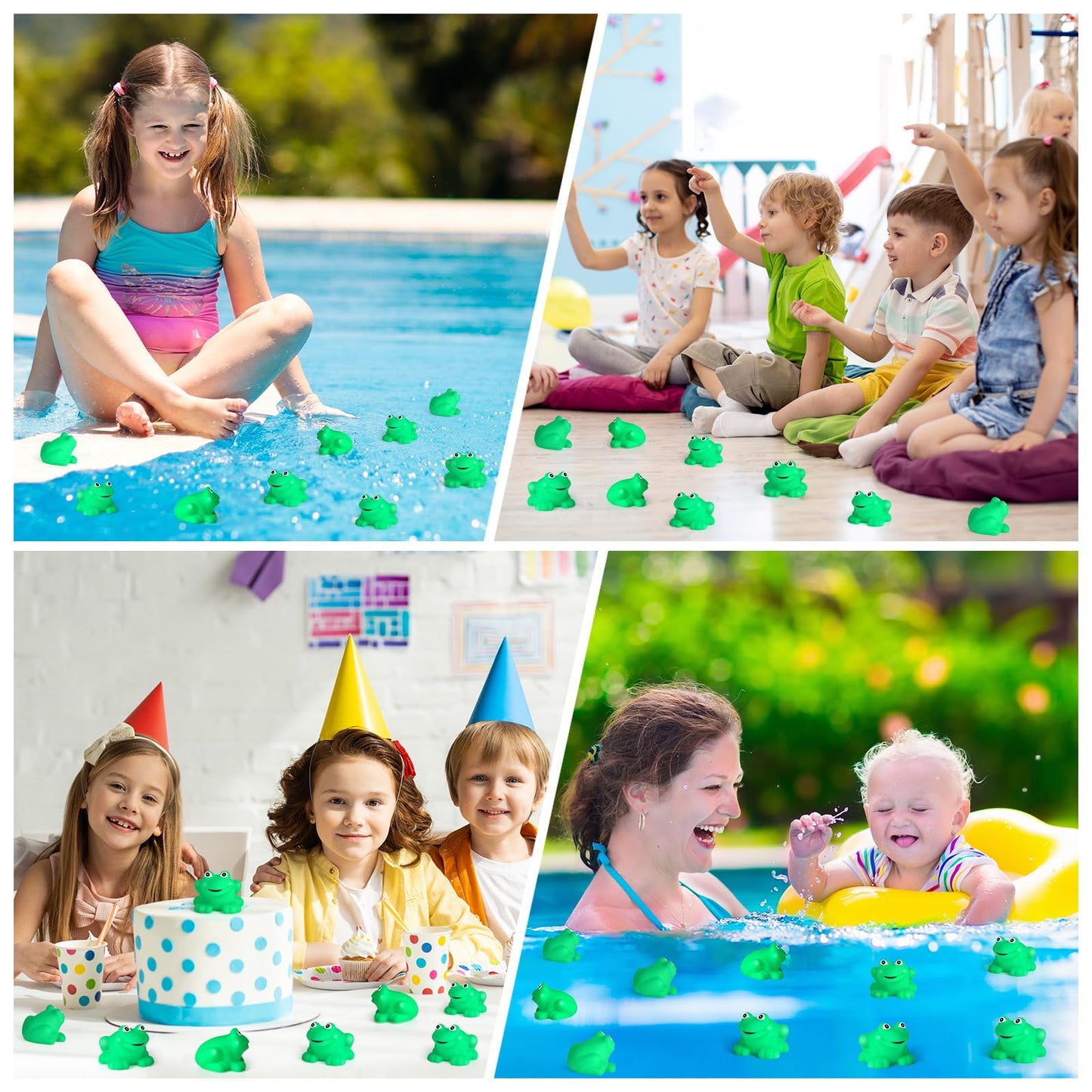 Mototo 120 PCS Rubber Frogs Little Squeaky Frogs Float Bath Toy Green Shower Swimming Bathtub Toy Easter Egg Stuffer for Hyundai Santa Cruz Jeep Game Prize Froggy Birthday Party Classroom School Decor