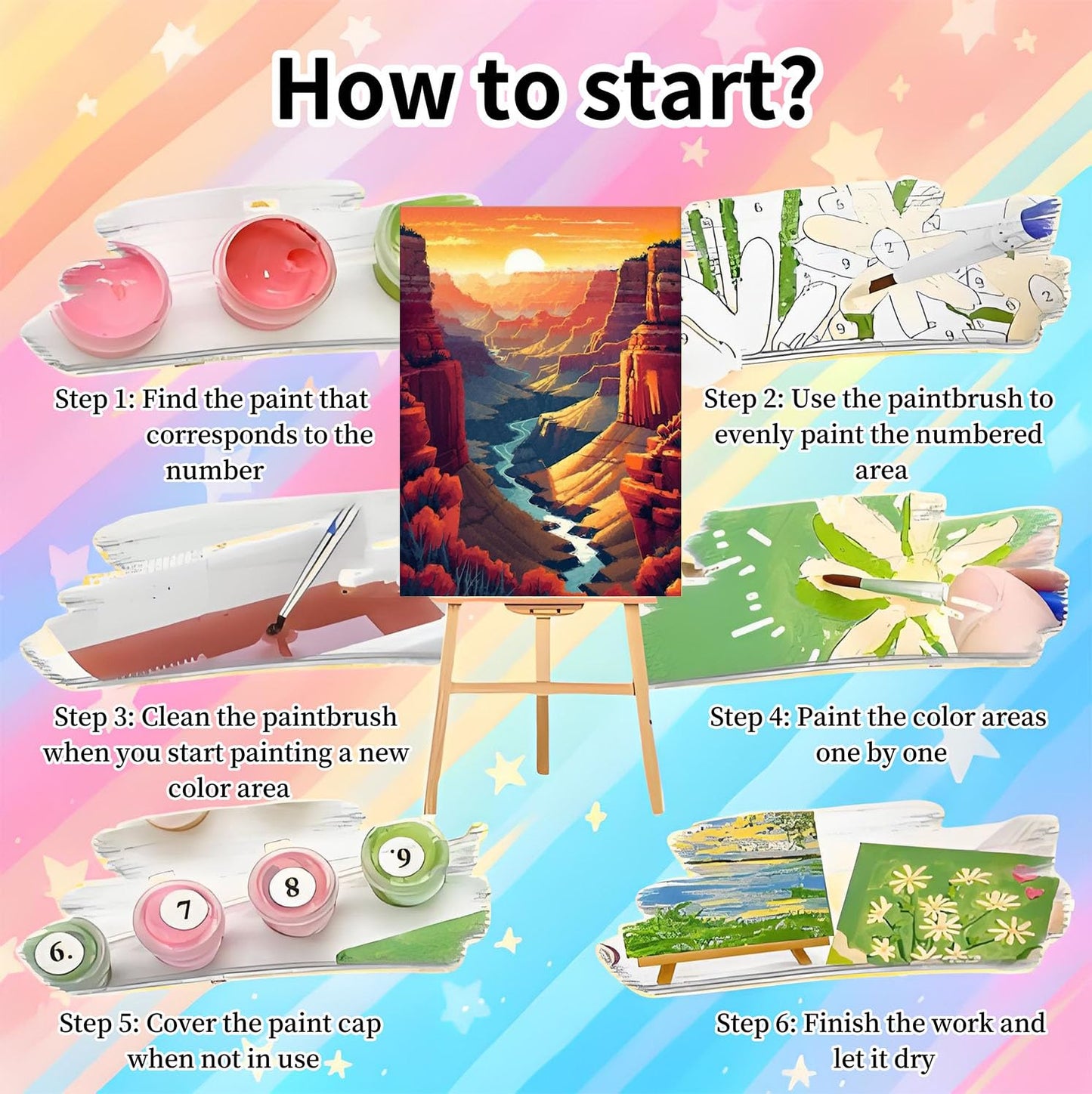 4 Pack Framed Paint by Numbers Kit for Adults Beginners-National Park Adult Paint by Number Kits on Canvas Framed,Landscape DIY Acrylic Oil Painting by Numbers for Adults for Gift Home Decor(8x12inch)