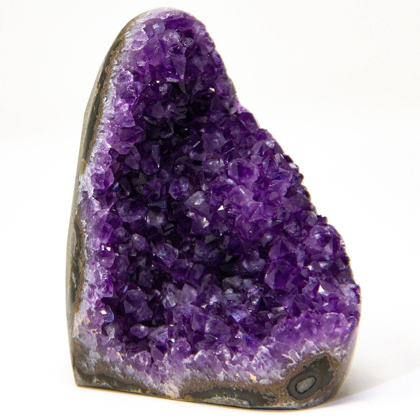 Extreme Rocks & Fossils Natural Amethyst Cluster with Polished Edges [1.5 to 2 lb.] Real Raw Geode Healing Crystal Rock from Uruguay, Deep Purple Decor and a Free Velvet Pouch of Rose Quartz