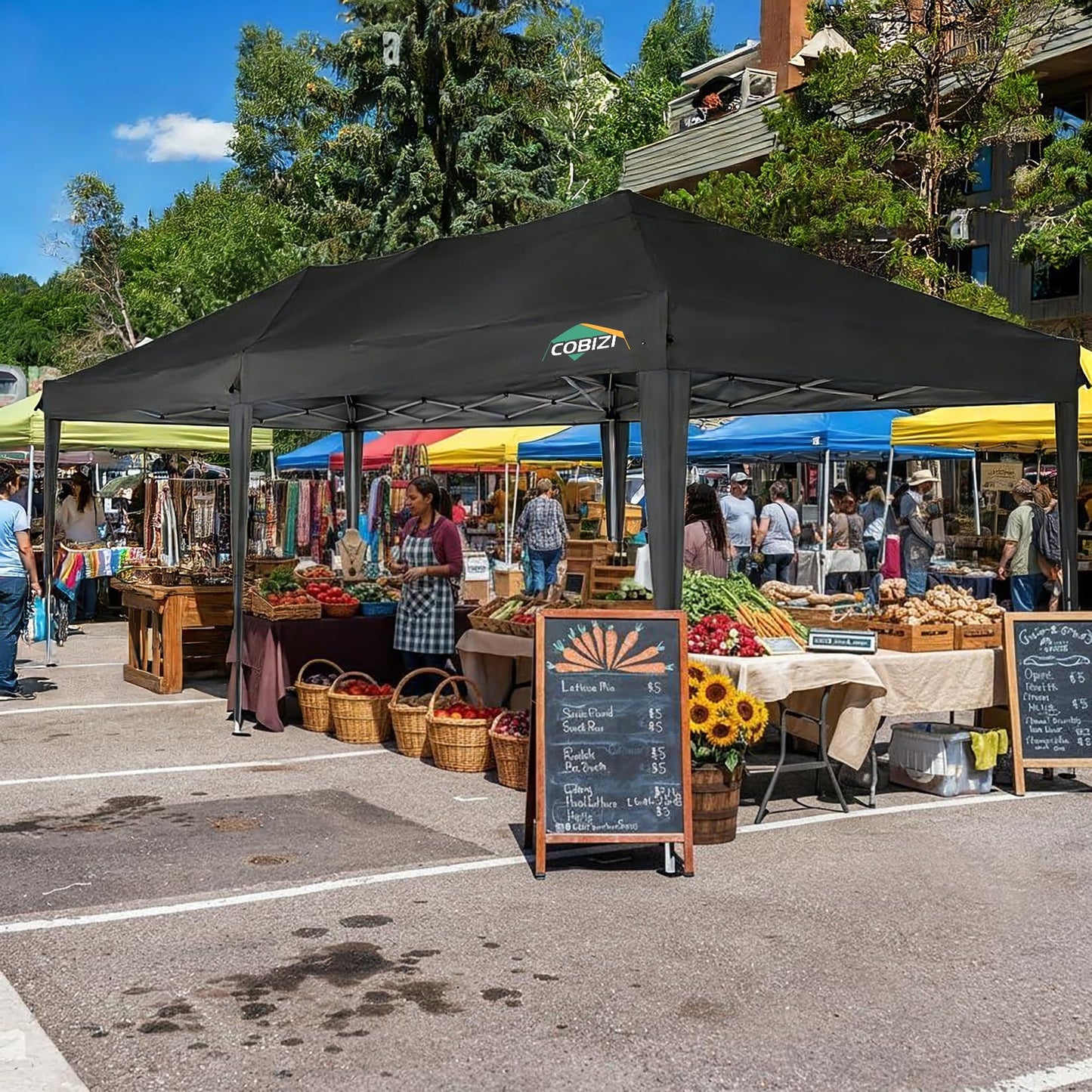 COBIZI 10x20 Pop Up Canopy Tent Commercial Instant Shelter with 6 Sidewalls, Durable Waterproof Portable Gazebo UPF 50+ for Outdoor Party, Wedding, Vendor Events (Black)