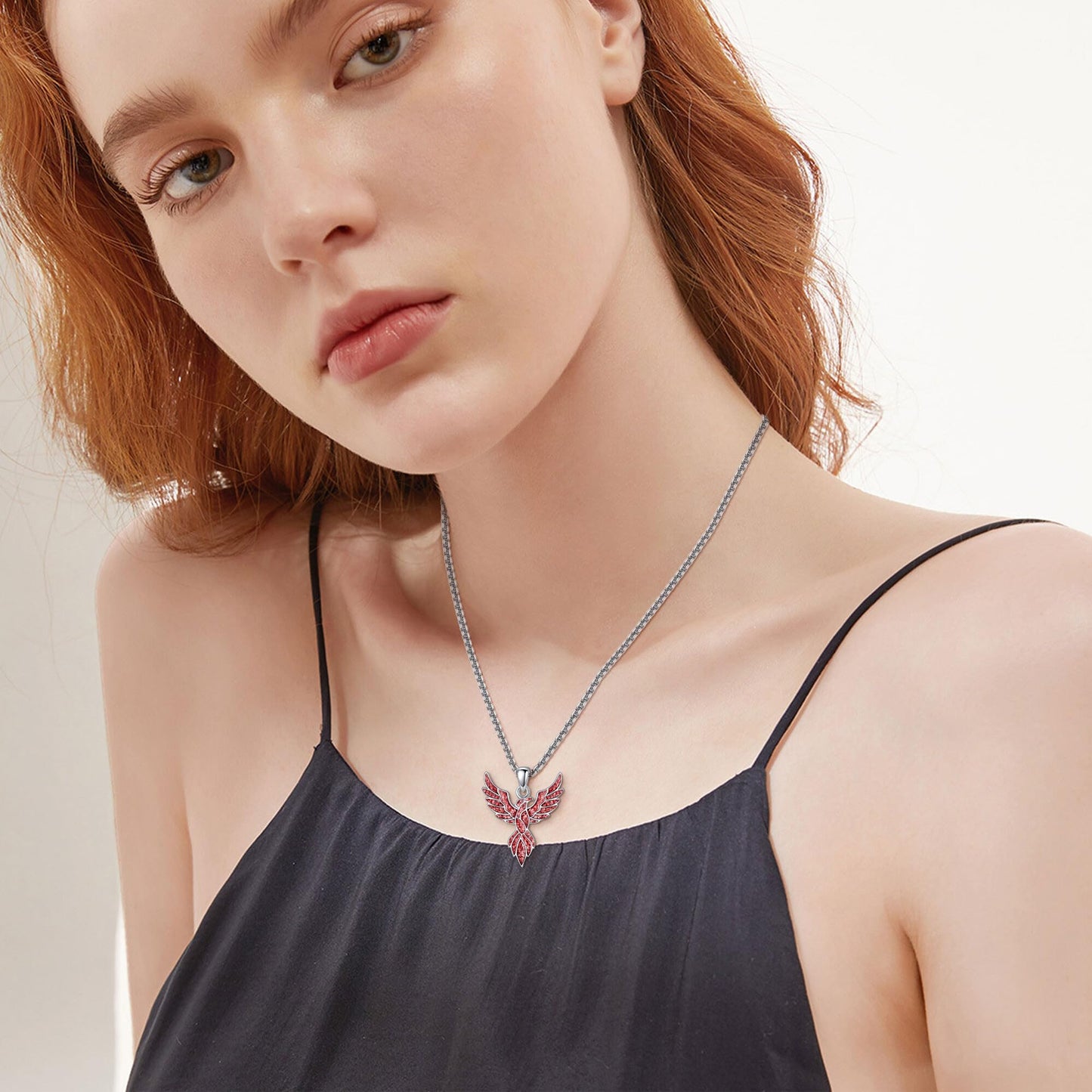 HKPATOP Phoenix Necklace 925 Sterling Silver Red Turquoise Pendant Necklace Phoenix Jewelry Gifts for Women Men