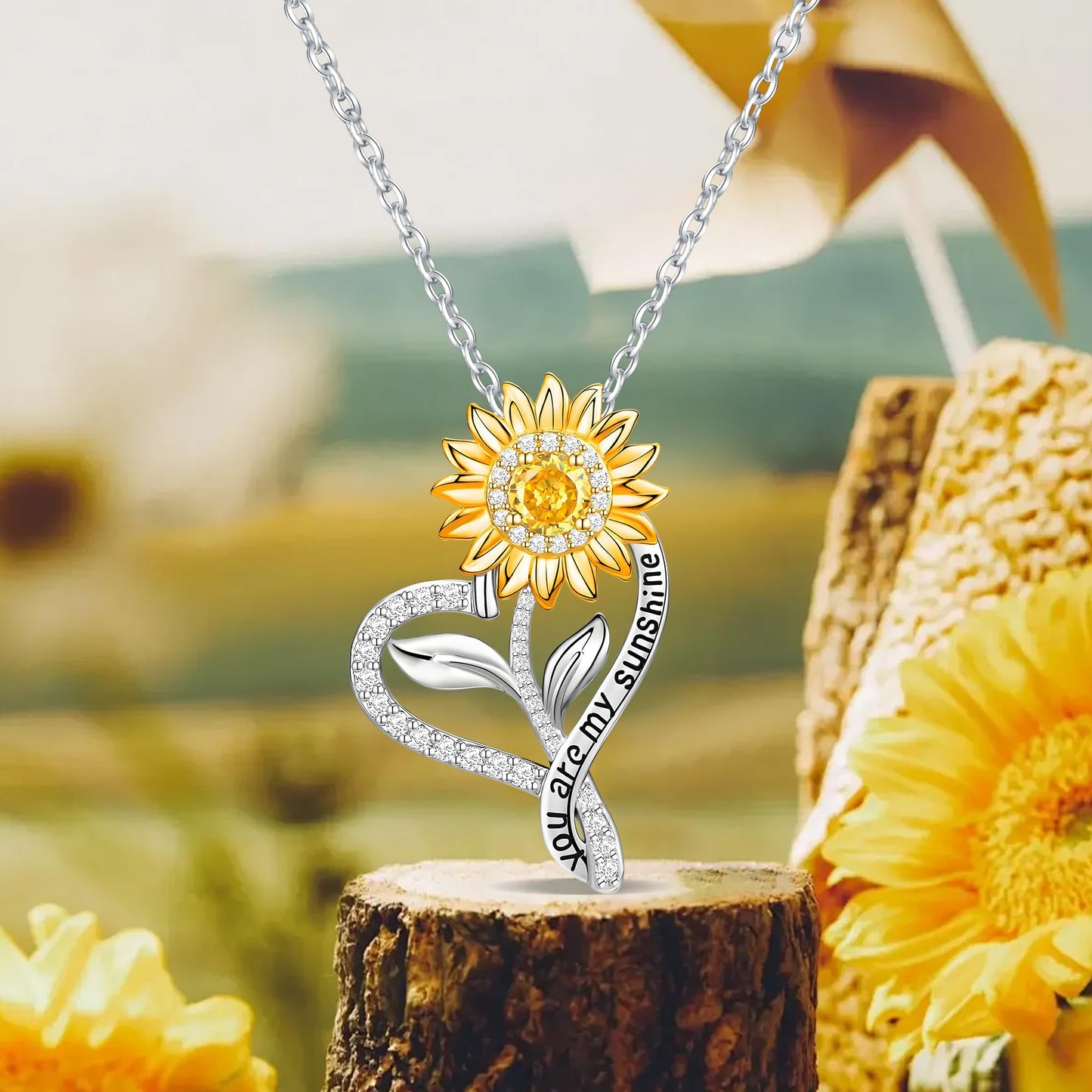 Jnrbecm Anniversary for Gifts Sunflower Necklaces for Women Wife Gifts for Her Sunflower Gifts You Are My Sunshine Necklace for Women Her Christmas Mom Mothers Day Birthday