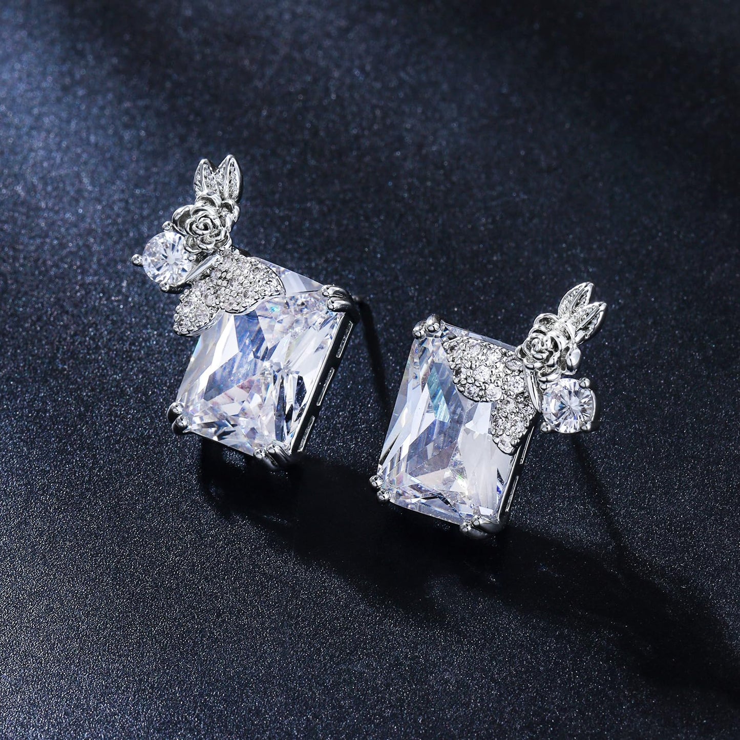WMHaiMo Wedding Jewelry Set For Women Brides Bridesmaid Bridal Sparkly Cubic Zirconia Butterfly Necklace And Earrings Set For Party Prom Gift