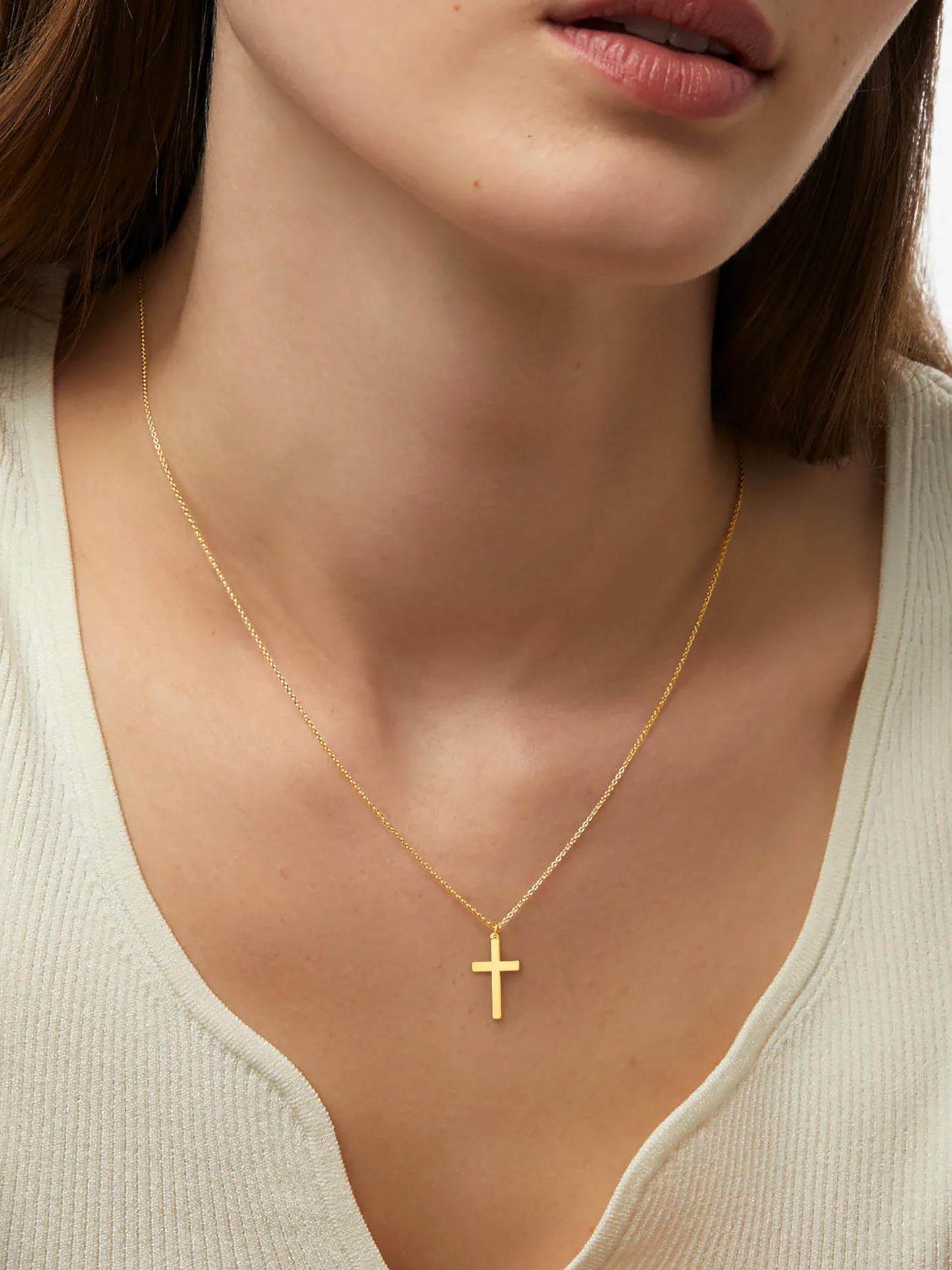 Layered Gold Cross Necklaces for Women,14k Gold Plated Dainty Stackable Choker Paperclip Necklaces for Women,Trendy Layering Thin Cross Pendant Chain Necklace Set Jewelry Gifts for Women