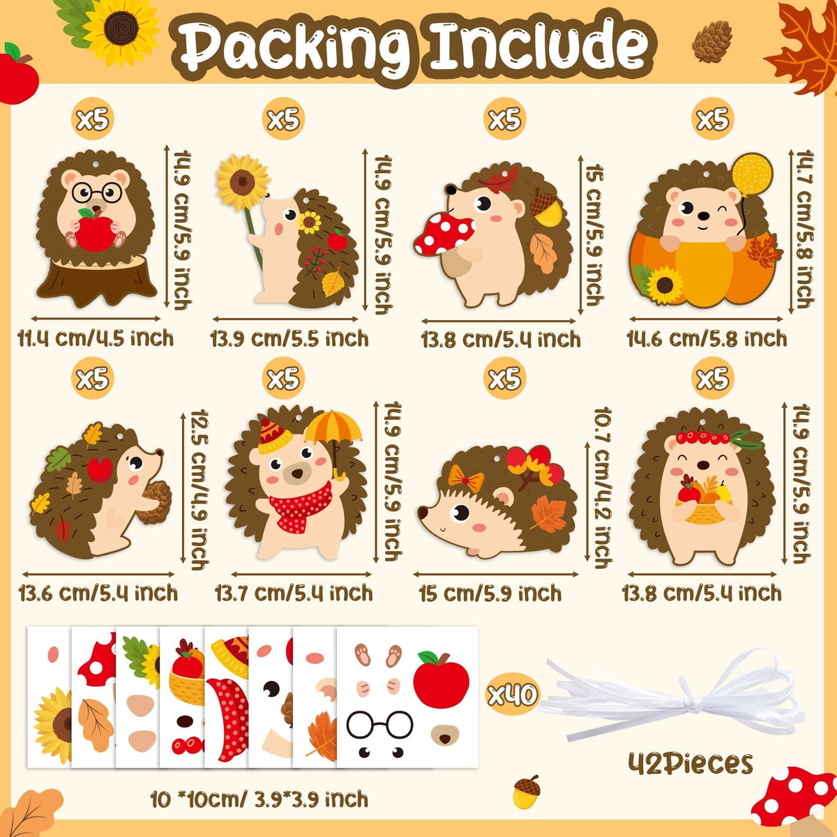 EZdhuawuse Simmer Craft for Kids Kindergarten DIY Hedgehog Craft Kits 123Pcs Thanksgiving Art Craft Make Your Own Hedgehog Set for Home Class Office Game Art Activities Preschoolers Holiday Gifts