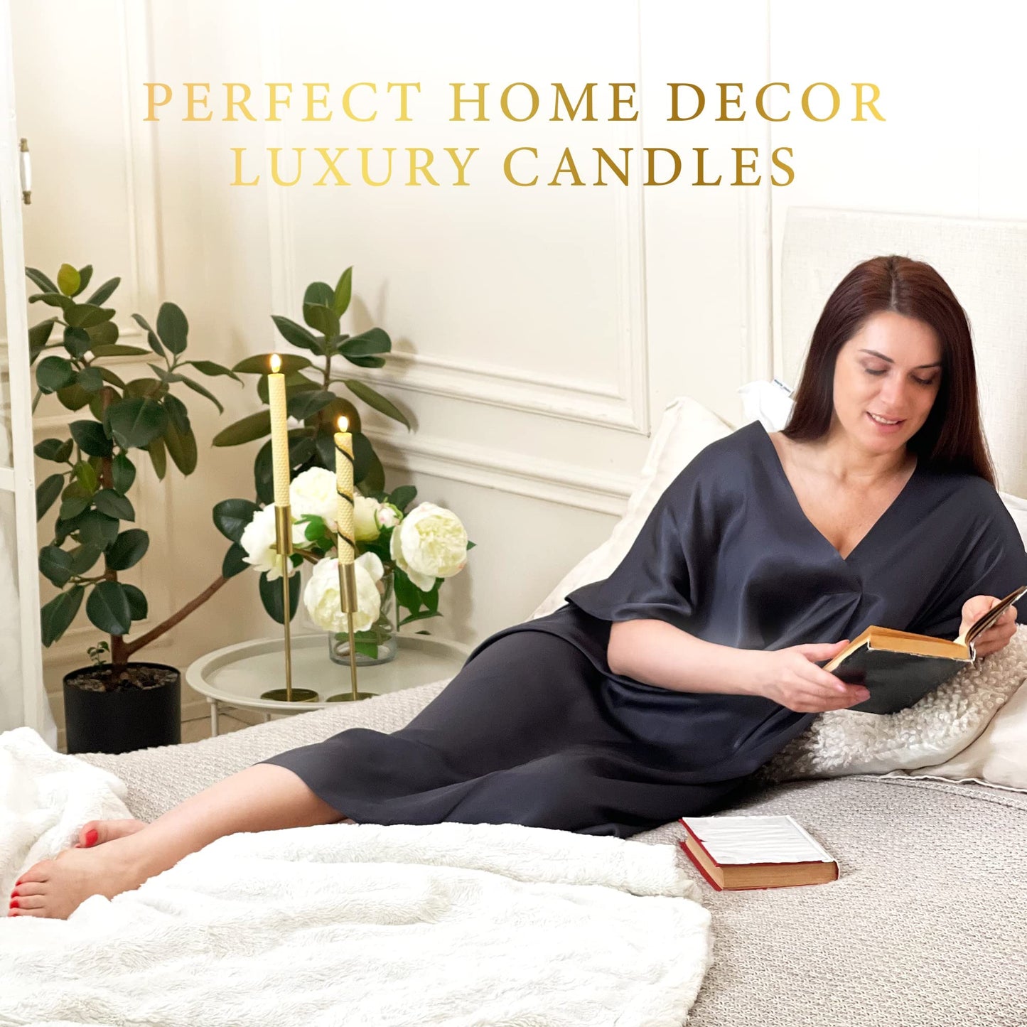 Beeswax Candle Making Kit - Crafts for Adults Women Luxury Candles Gifts for Women DIY Kits for Adult Arts and Crafts Modern Art Supplies Craft Set Black & Gold Home Decor