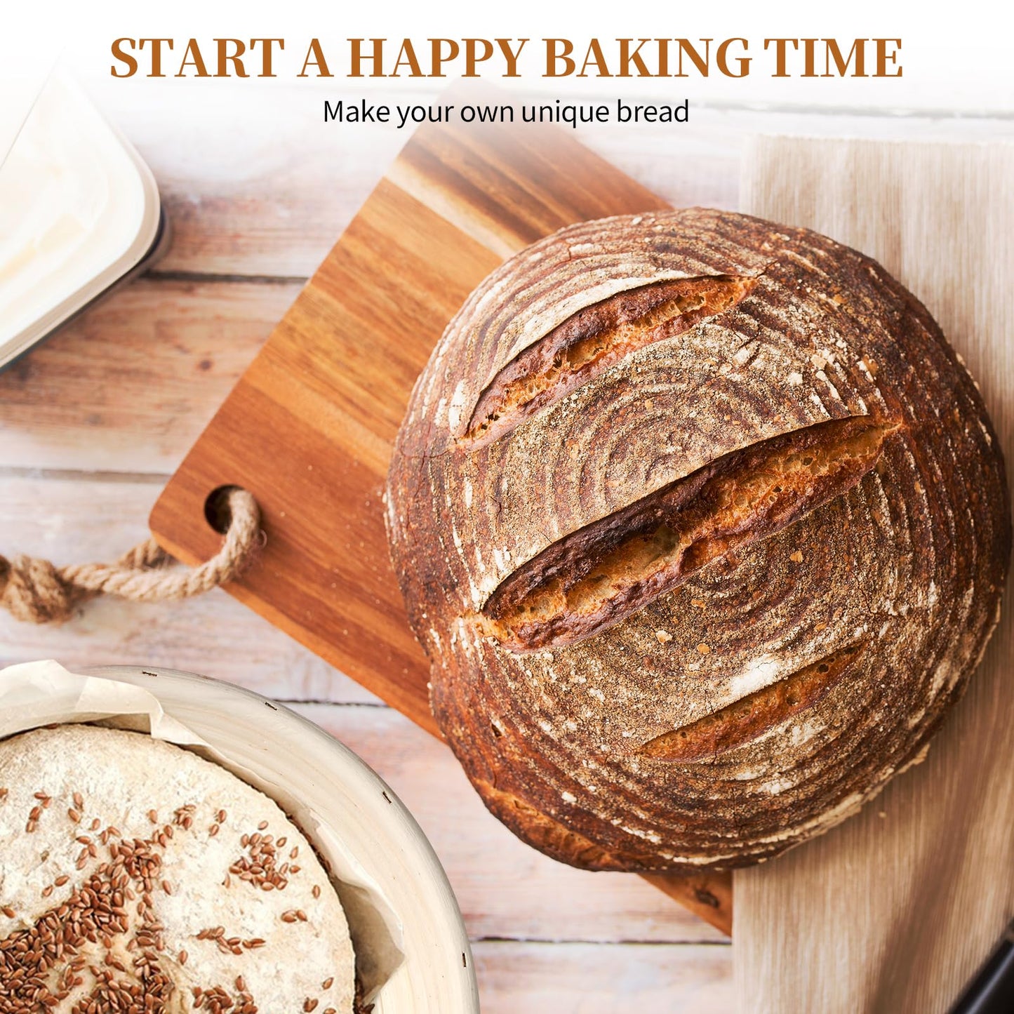 Dimpola Banneton Bread Proofing Basket - 9 inch Banneton Basket Set of 2 Sourdough Proofing Basket Round Proofing Bowls Handmade Rattan Baskets and Liners