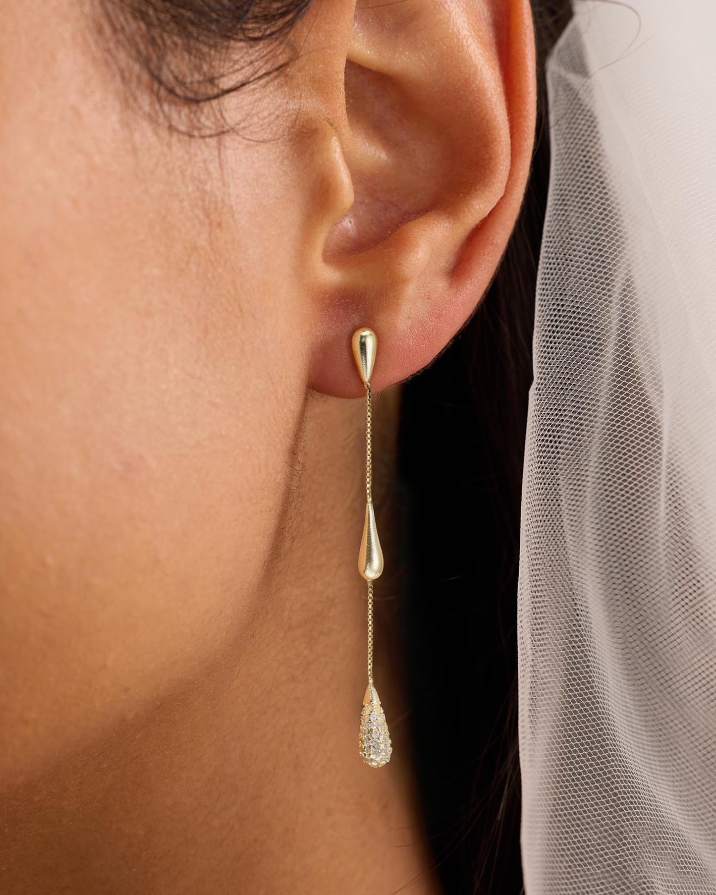 Asdecy Dangle Drop Earrings for Women 14K Gold Plated Long Dangle Cubic Zirconia Elegant Prom Bridal Bridesmaid Wedding Anniversary Dangling Trendy Jewelry