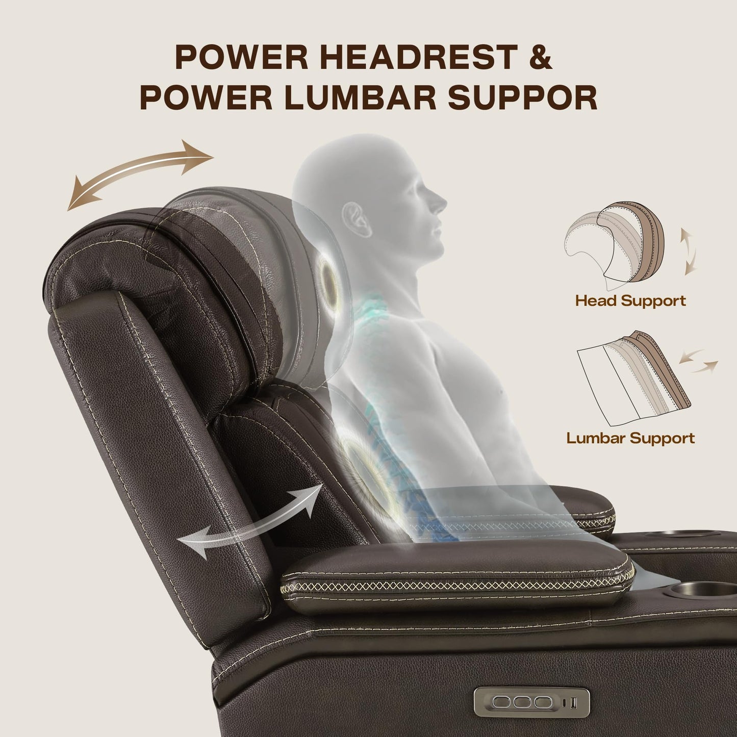 Watson & Whitely Electric Recliner Chairs for Adults, Oversized Genuine Leather Recliner, Super Zero Gravity Reclining Chair W Triple-Motor Adjustable Headrest & Lumbar Support, Dark Brown