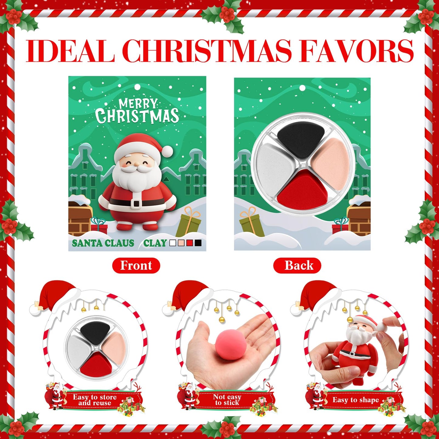 Capoda 18 Set Christmas DIY Craft Kit Christmas Air Dry Clay Kit Snowman Santa Claus Making Craft DIY Modeling Clay for Xmas Winter Holiday School Exchange Gifts Party Art Activities Supplies