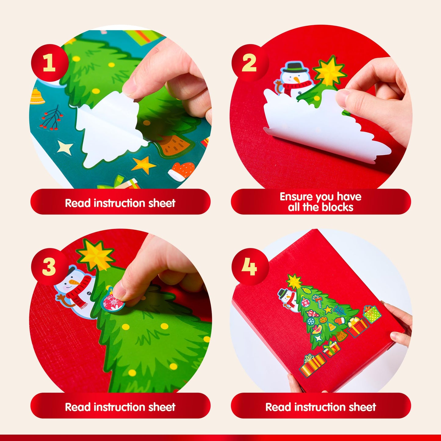 JOYIN 48 Pcs Christmas Sticker Sheets, Christmas Craft Supplies for Kids, Make Your Own Characters Mix and Match Sticker Sheets with Trees, Kids Party Favor Supplies, Xmas Classroom Activities Game