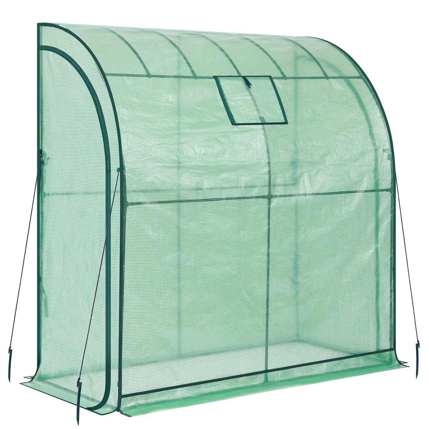 Lean-to Greenhouse with 3-Tier Shelves: Ohuhu Portable Walk-in Wall Mounted Green House with Mesh Windows, 79"x39"x83" Large Greenhouses with 2 Roll-Up Zipper Doors Reinforced Structure for Outdoors