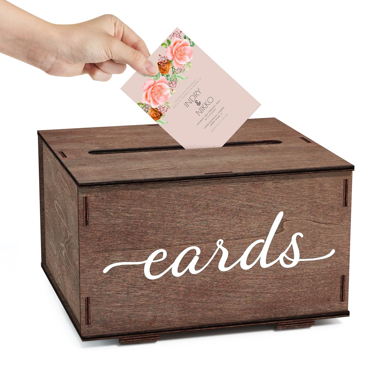 JackMa Easy DIY Assembling Rustic Wooden Card Box for Wedding Gifts & Greeting Cards, Bridal Shower, Baby shower Graduation Party, Gift Card Holder with Lid and Slot