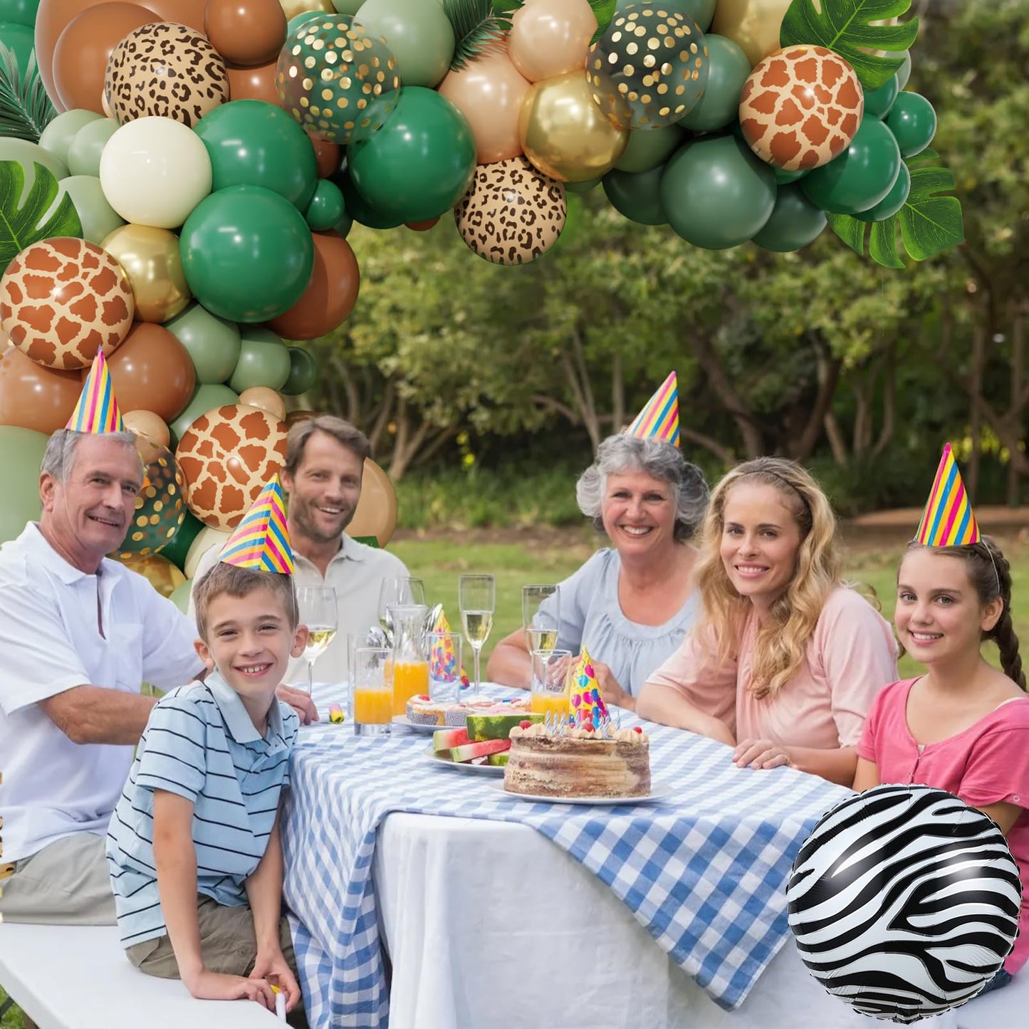 170Pcs Jungle Safari Balloons Arch Garland Kit, Sage Green Brown Animal Print Balloons Palm Leaves Wild One Safari Baby Shower Decorations for Boys Tropical Woodland Birthday Party Supplies