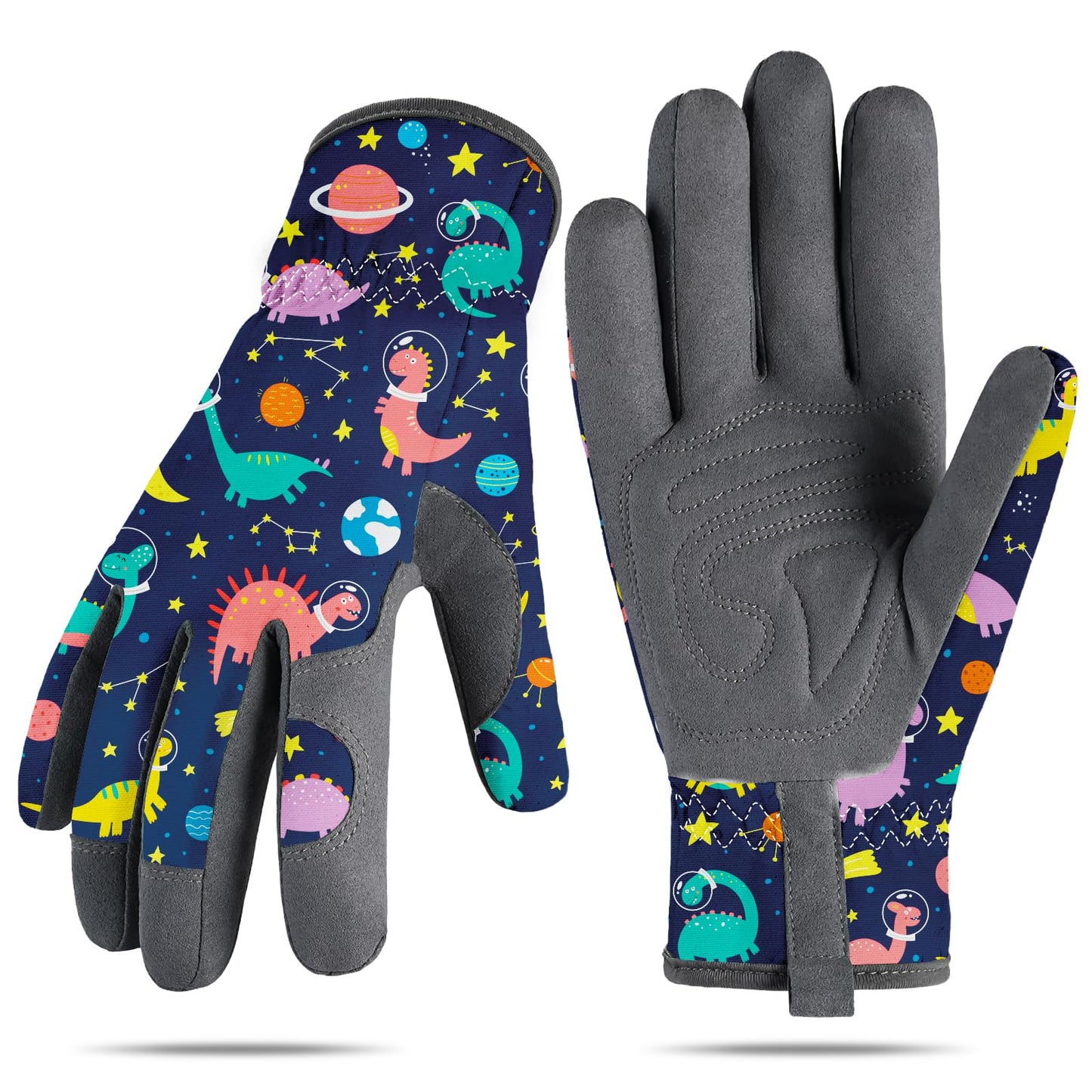 Granila Gardening Gloves for Boys Girls Ages 8-12, Breathable Soft Safety Garden Yard Work Gloves for Kids Children Leather Thorn Proof for Playing, Digging, Planting,Pruning