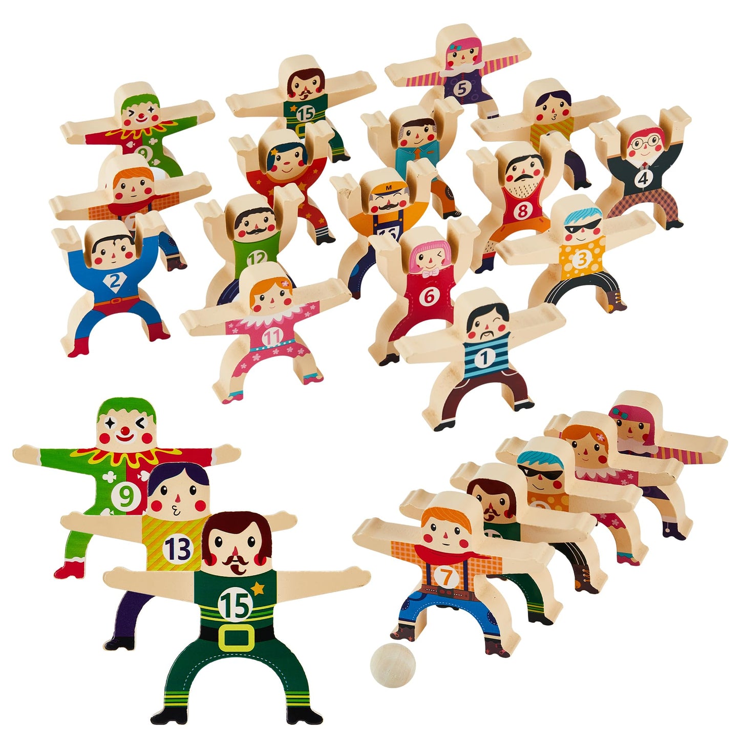 moopok Wooden Stacking Toys,16Pcs Circus Hercules Acrobatic Troupe Interlock Toy,Balancing Building Blocks Game Toddler Puzzle Toys,for 3 4 5 6 Years Old Kids Adults