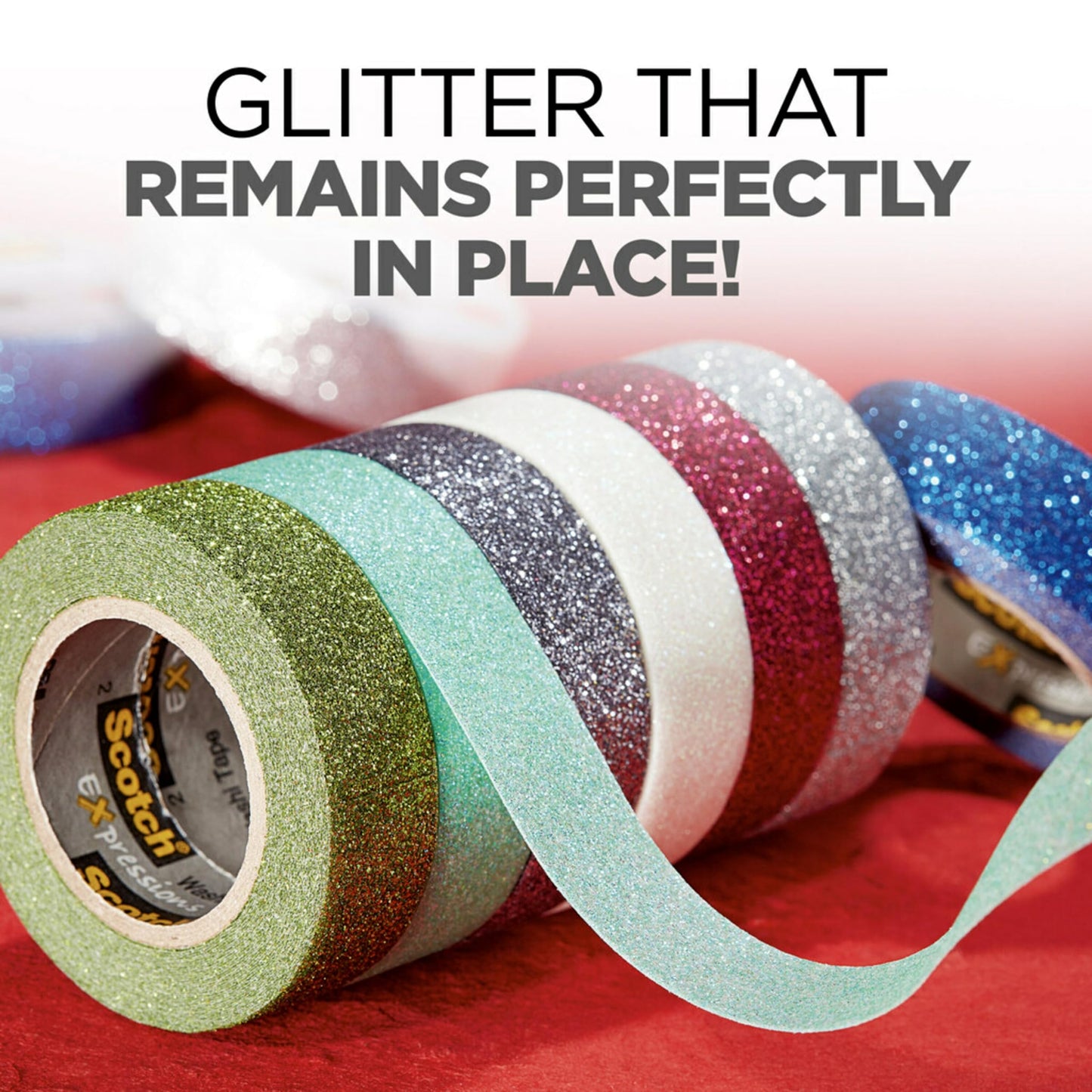 Scotch Glitter Washi Tape, 10 Rolls, Great for Holiday DIY and Wrapping, School Supplies, Craft Supplies, and Teacher Appreciation Gifts