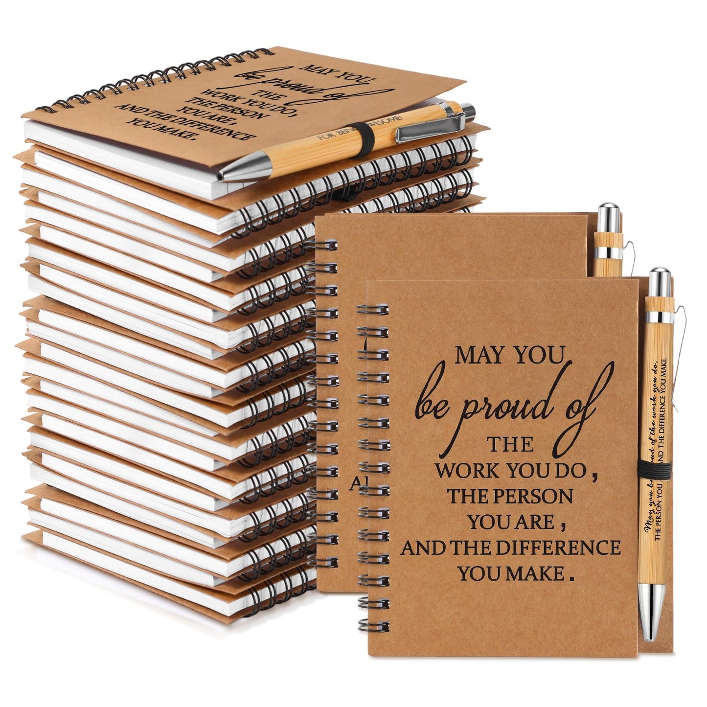 Honoson 100 Sets Employee Appreciation Gifts Appreciation Notebooks with Ballpoint Pens Mini Spiral Inspiration Journals Bulk Thank You Gifts for Group Coworker Staff Teachers Volunteers