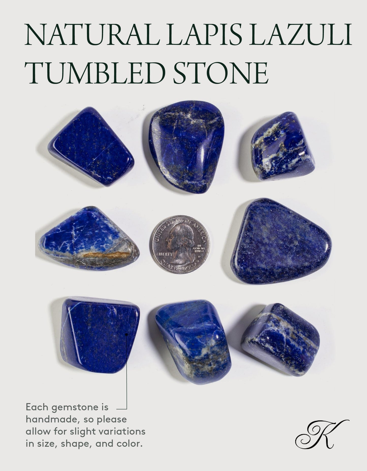 KALIFANO Tumbled Lapis Lazuli Bundle - AAA+ Jewelry Grade Reiki Crystal Used for Calming Anxiety - Piedras Caidas for Wicca/Healing - Information Card Included (Family Owned)