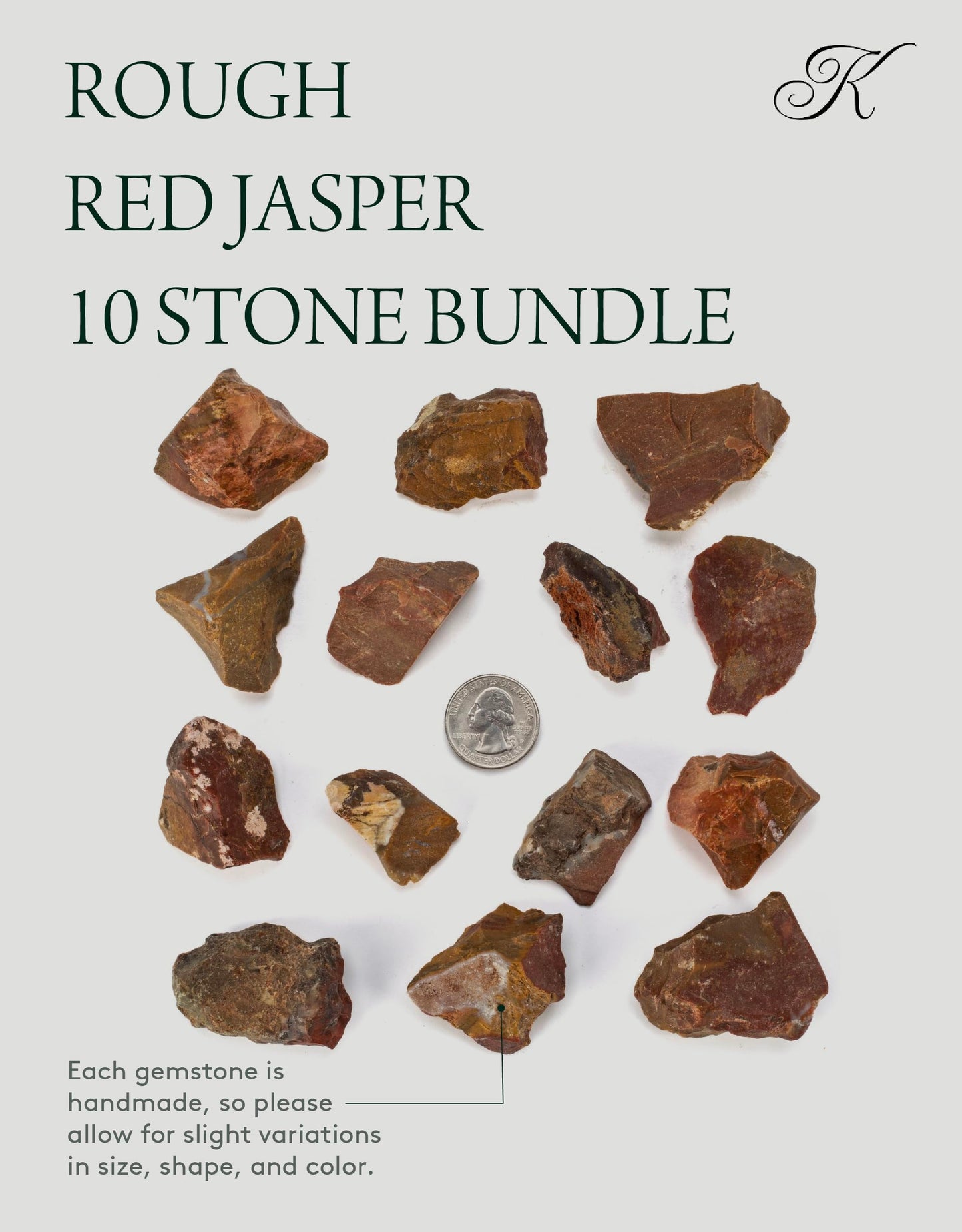 KALIFANO Rough Red Jasper 10 Stone Bulk Bundle with Healing & Calming Effects - AAA Grade High Energy Raw Jaspe Rojo - Reiki Crystal Used for Rock Tumbling and Lapidary (Family Owned and Operated)