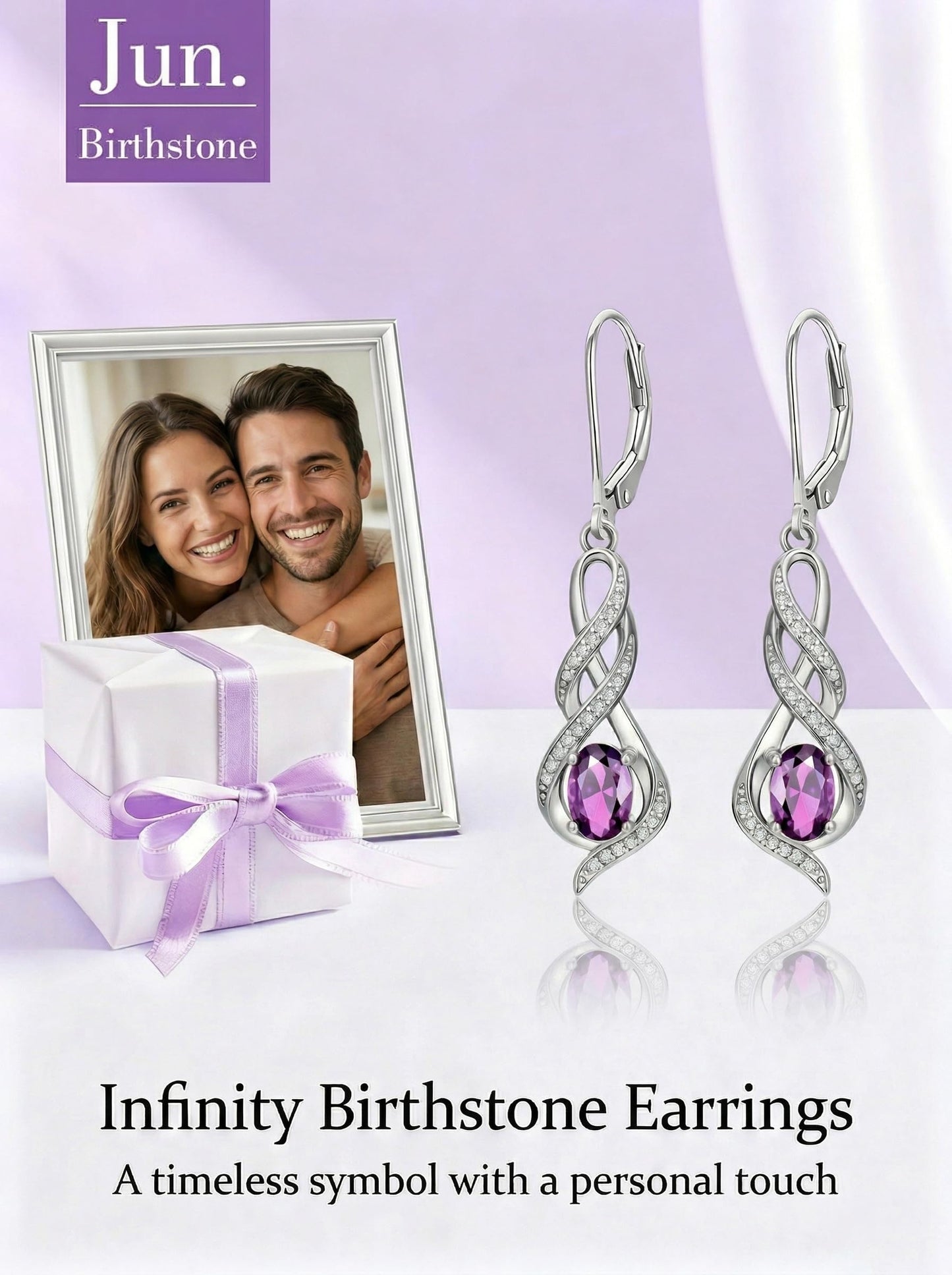 POIUY Birthday Gifts for Women Alexandrite June Birthstone Infinity Leverback Dangle Earrings Hypoallergenic Drop Earrings Love Jewelry Anniversary Christmas Wedding Gift for Mom Wife Sister Daughter Girlfriend