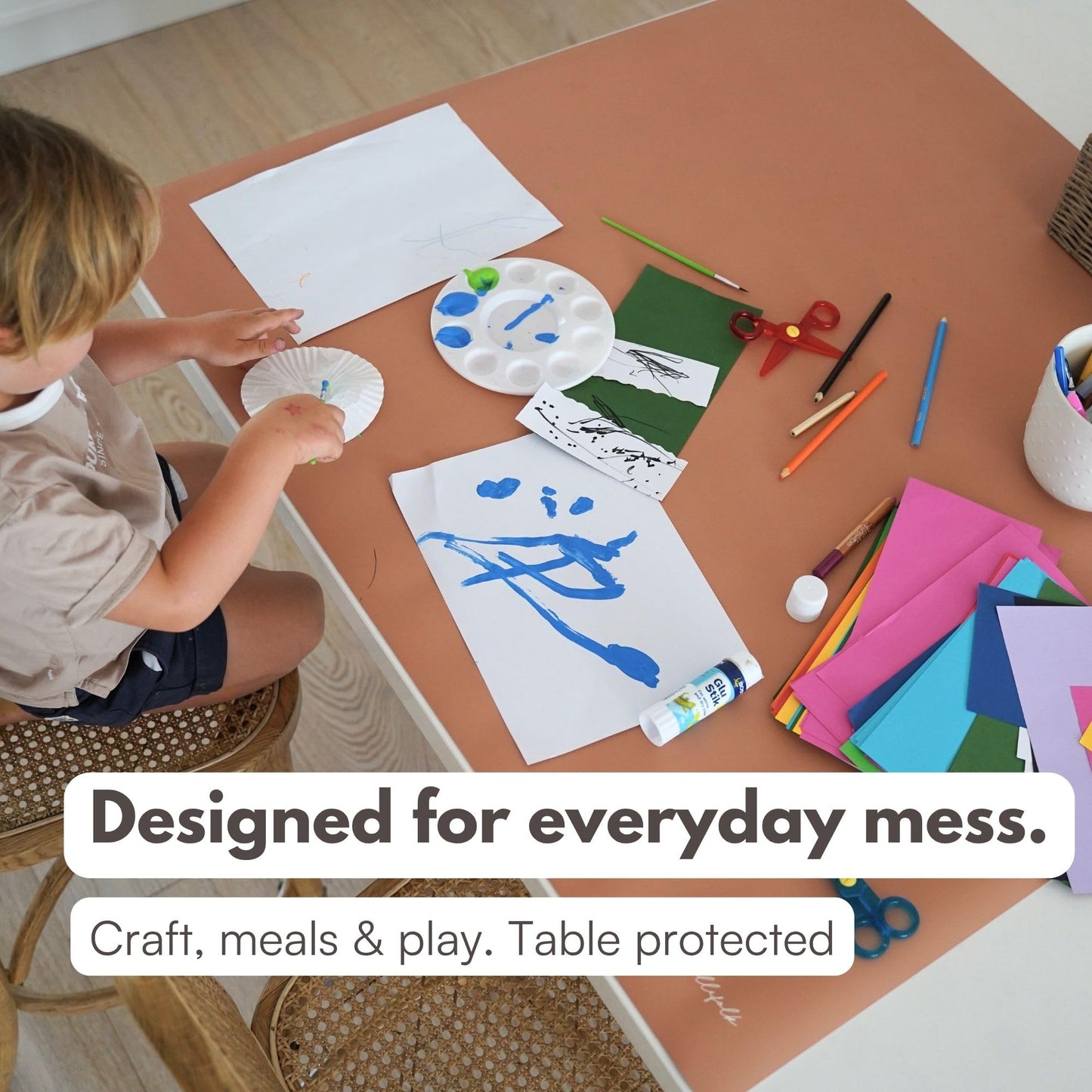 Table Craft Mat to Protect Dining Table, 38"x39.4" Craft Mess mat Great for Childrens Crafts and Play Protect Your Furniture from Spills and Mess Easy to Clean, Heat Resistant (Terracotta, 38" 39.4")