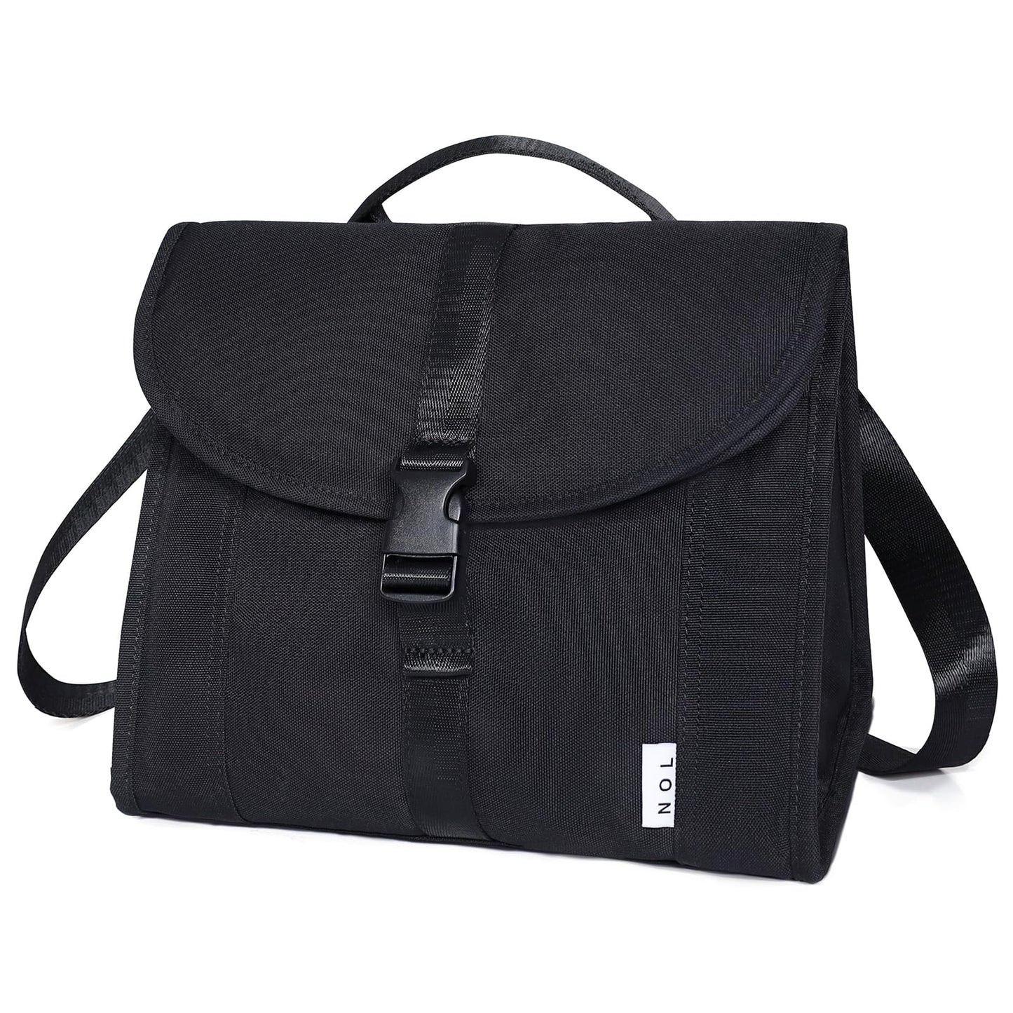 NOL Natural Organic Lifestyle Insulated Lunch Bag for Women/Men, Reusable Nylon Leakproof Lunch Cooler Box, Lunch Tote Bag With Buckle for Work Travel Picnic (Black)