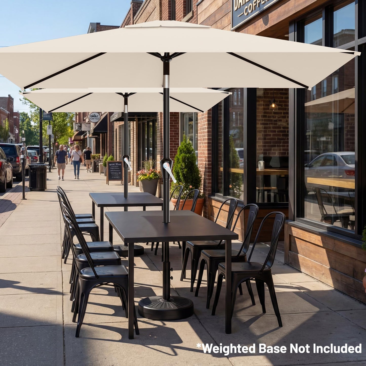 AreShark 6.5' x 10' Rectangular Patio Umbrellas for Outdoor, Outdoor Table Umbrella, Large Outdoor Patio Umbrellas with 6 Sturdy Ribs for Pool, Garden, Deck & Market (Cream-White)