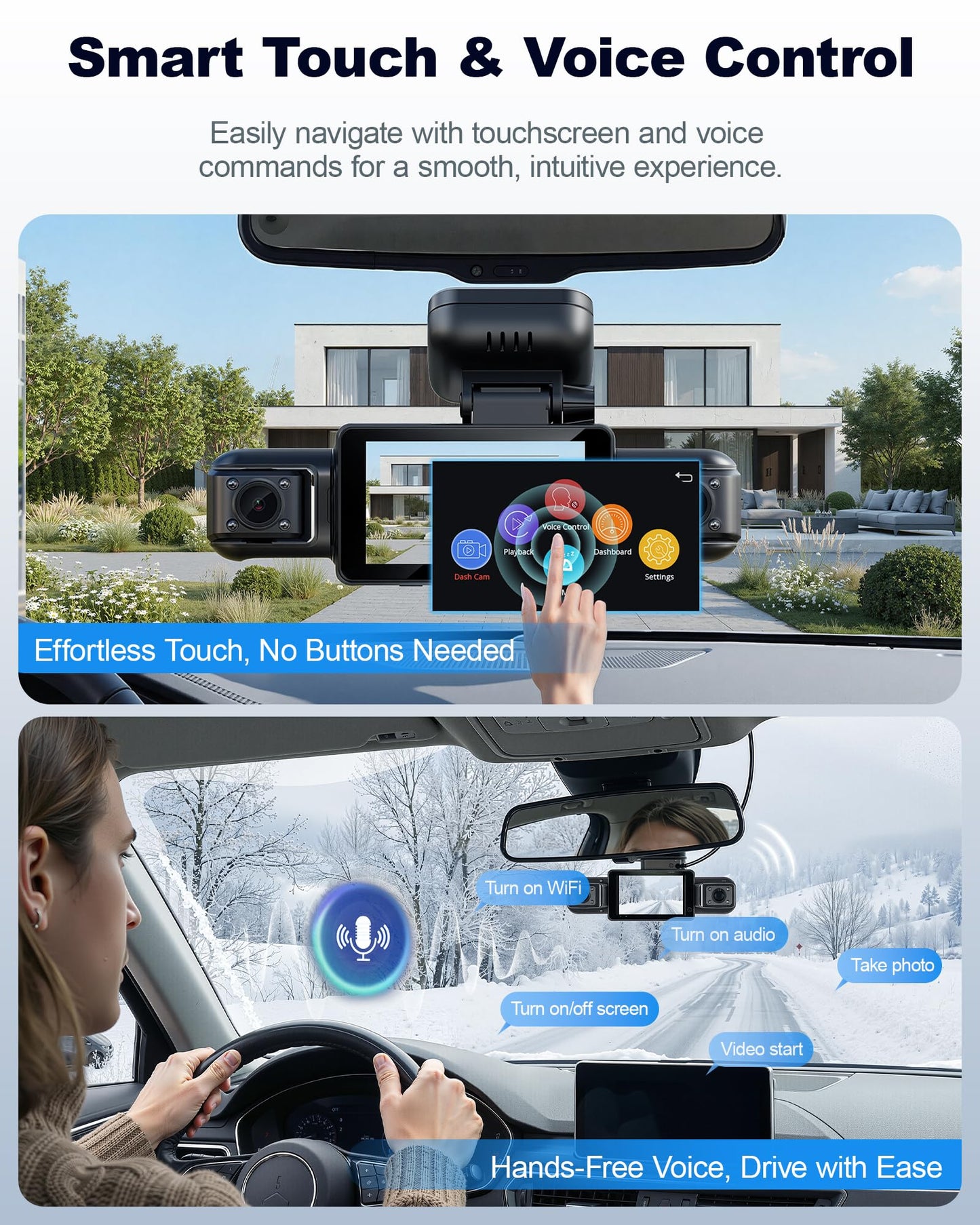 4K STARVIS 2 Dash Cam Front Rear, 5.8GHz WiFi 20MB/s Download, Free 64GB Card, 4 Channel 360° Dash Camera, 3" Touch Screen, AI Driver Monitor System, WDR Night Vision,HDR GPS,24H Parking Mode(N300Pro)