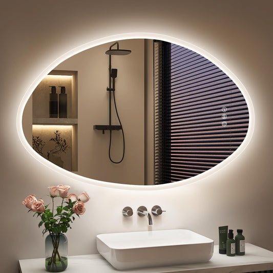 S·BAGNO 36’’×24’’ Led Bathroom Mirror with Lights, Backlit and Front Lighted, Anti-Fog Wall-Mounted Vanity Mirror 3000K/4000K/6500K, Dimmable Inside Bluetooth Speaker Smart Mirror