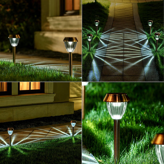 6 Pack Solar Pathway Lights Outdoor, New Upgraded Adjustable Warm & Cool White Solar Lights Outdoor Waterproof, Solar-Powered Garden Light for Path, Walkway, Yard, Driveway, Lawn, Backyard Decor