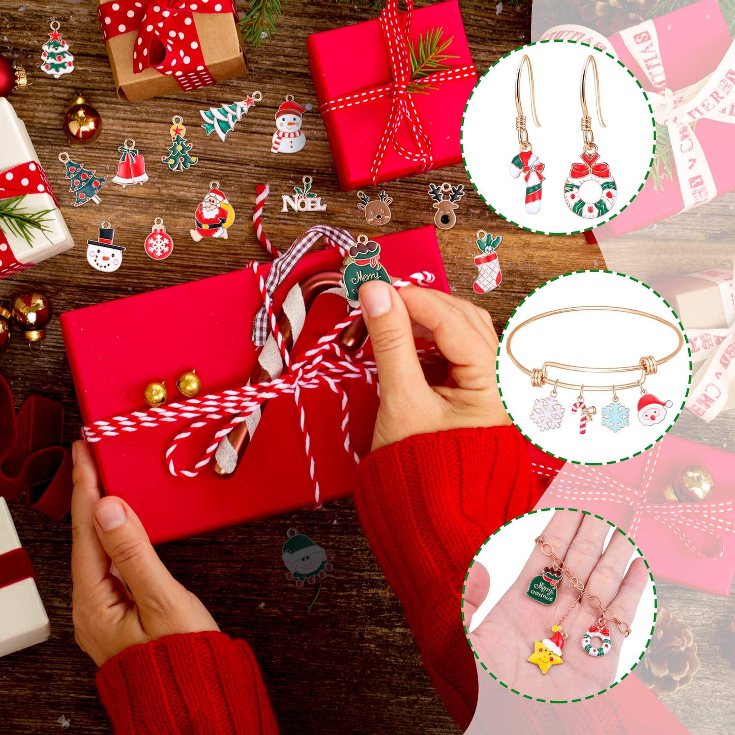Tudomro 200 Pcs Christmas Charms for Jewelry Making and Bracelet Santa Claus Snowmen Moose Christmas tree Pendant Alloy Metal Charms Bulk for Xmas Holiday Necklace Bracelet Earring Craft DIY Supplies