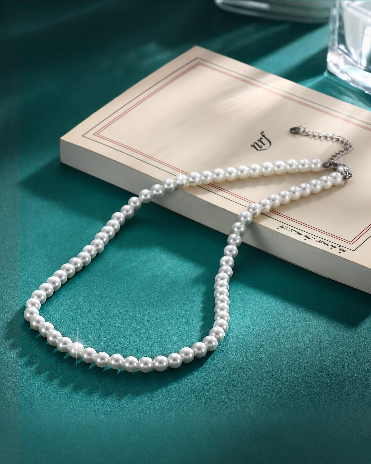 TEN MIRO Imitation Pearl Necklaces for Women, Dainty White imitation pearl Choker 6MM Round Imitation Pearls Necklace with Adjustable Extender Bridesmaid Necklaces for Wedding Prom Pearl Jewelry Gifts