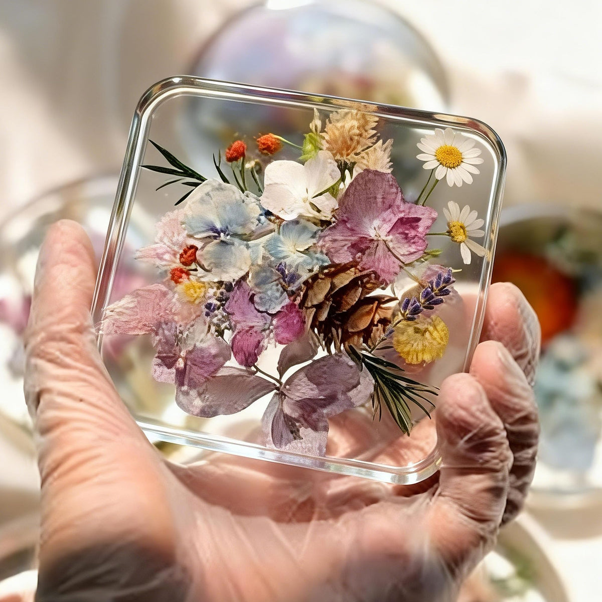 12-Cavity Extra Deep Coaster Resin Molds Silicone,4 Inches Round and Squares Coaster Silicone Molds for Resin,Coaster Epoxy Resin Molds for Flower Bouquet