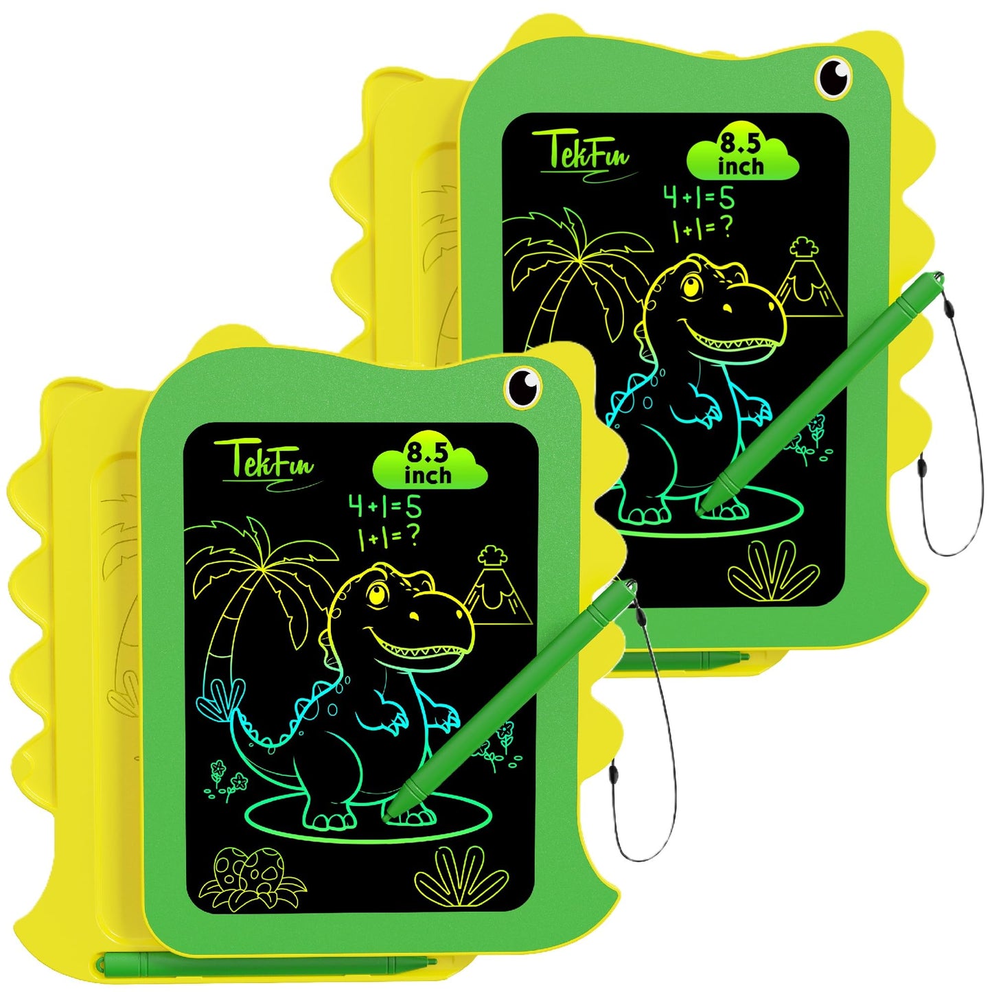 TEKFUN Toddler Boy Toys, 2 Pack LCD Writing Tablet for Kids, Doodle Board Dinosaur Toys, Travel Essentials for 3 4 5 6 Year Old Boys Girls, Easter Birthday Christmas Gift (8.5inch Green*2)
